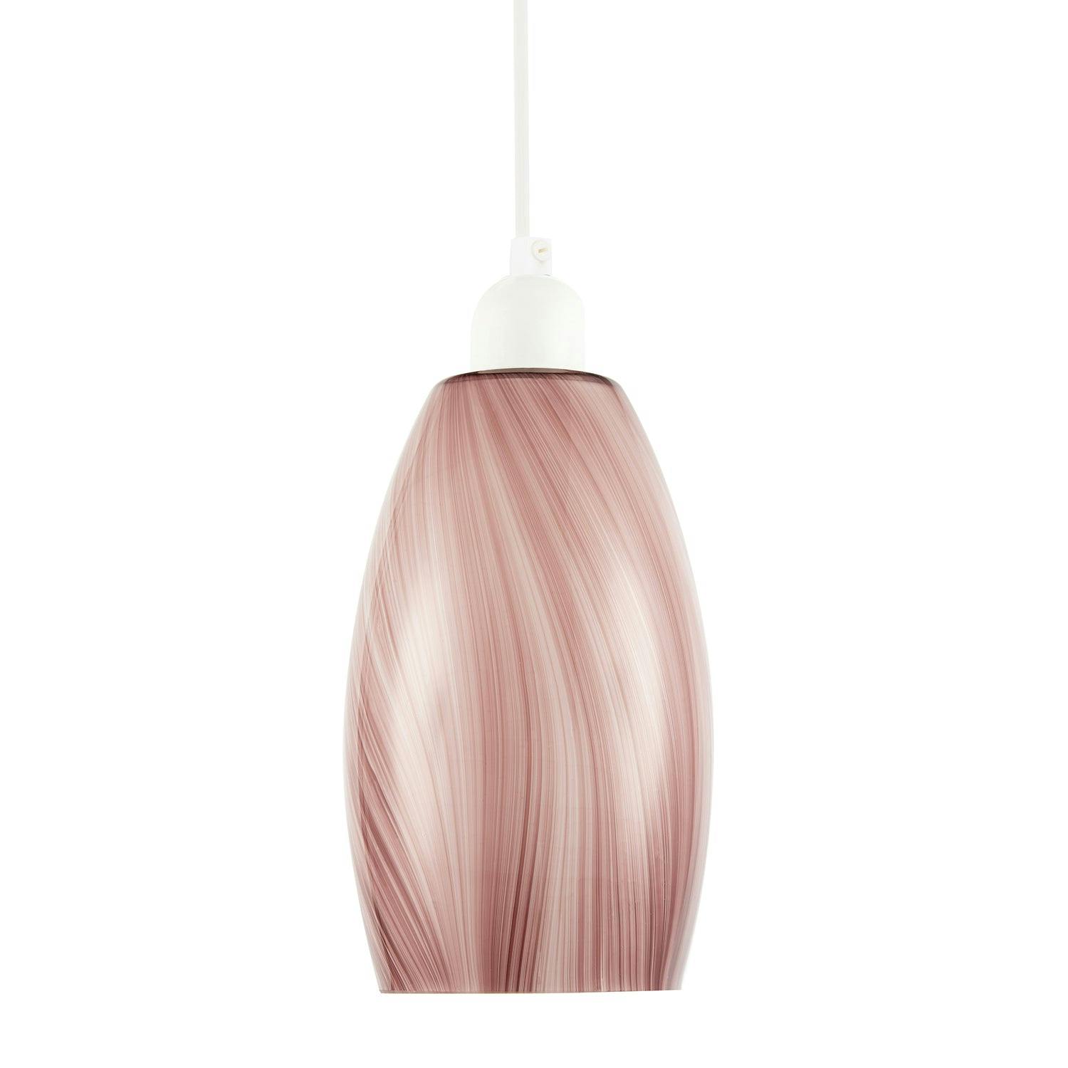 Rackhams Brown/Light Modern Reddish Marble Stripe Effect Glass Pendant Shade