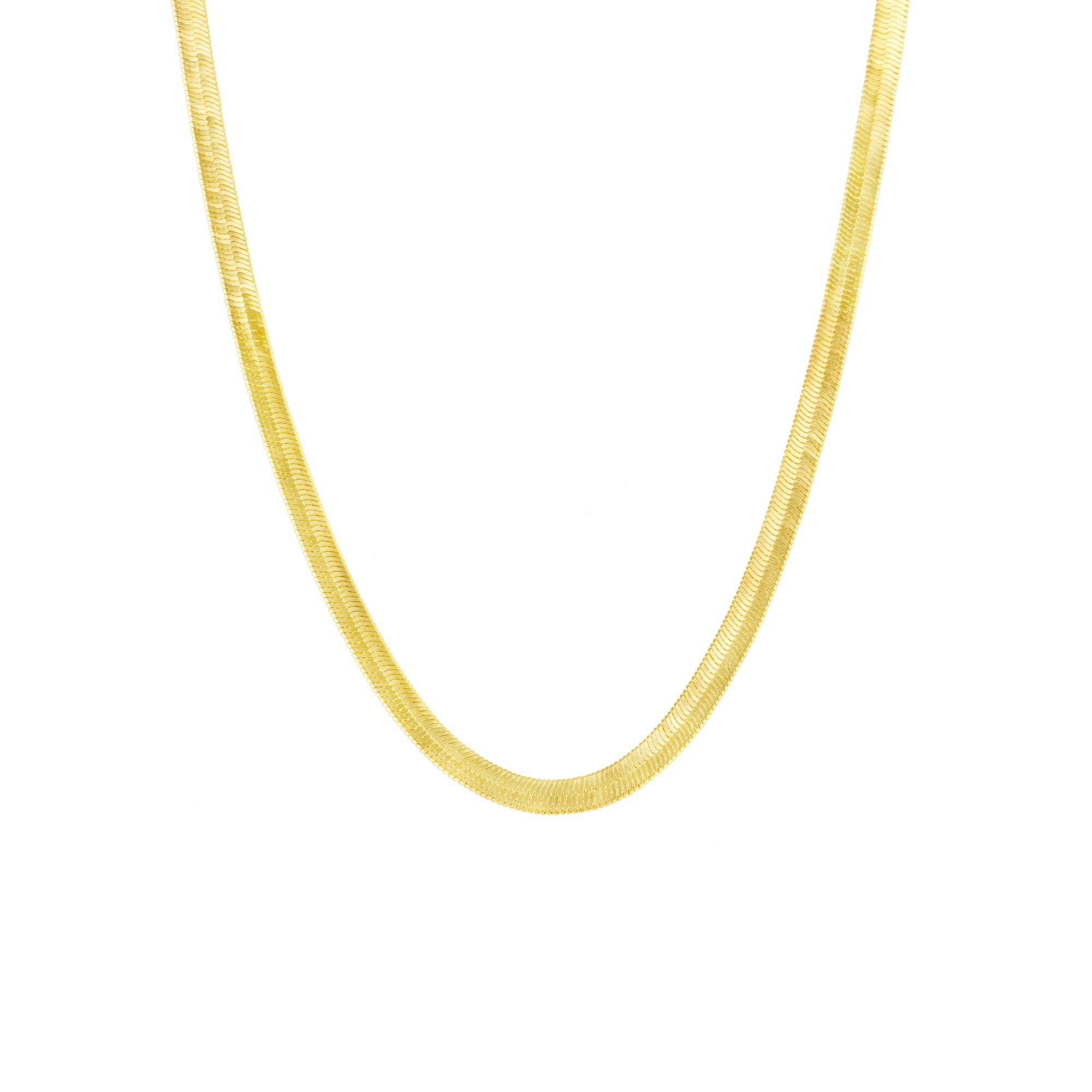 Spero London Silver/Gold Large Herringbone Sterling Flat Snake Chain