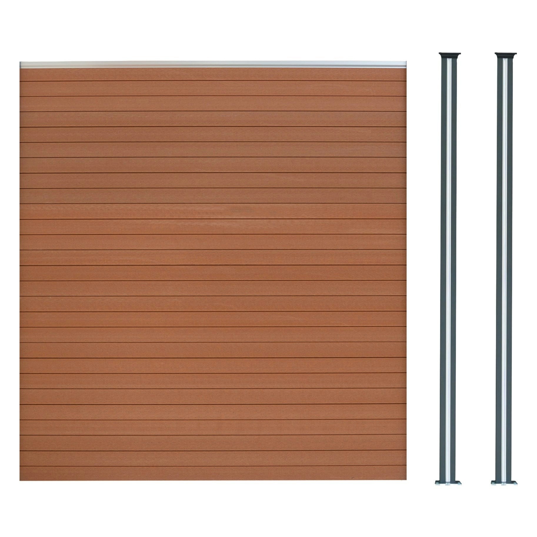 Rackhams Brown Composite Fence Panel & Led Posts X 2