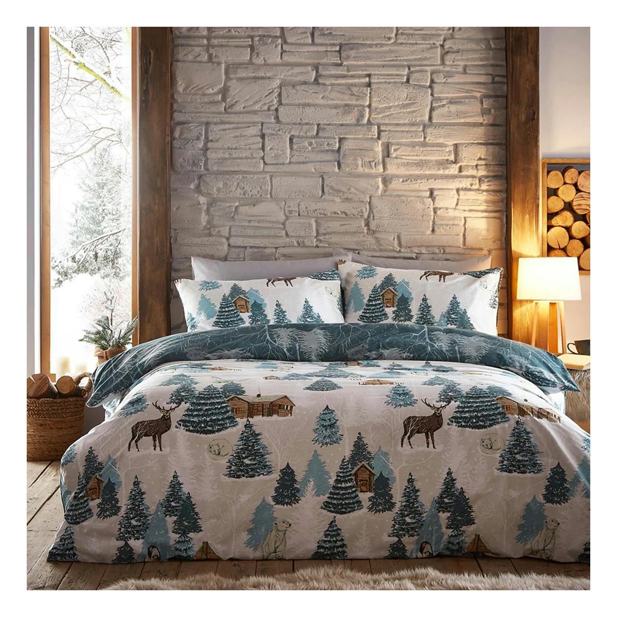 Furn Blue Arcticus Arctic Animals Duvet Cover Set - Single - 50% Cotton/50% Polyester