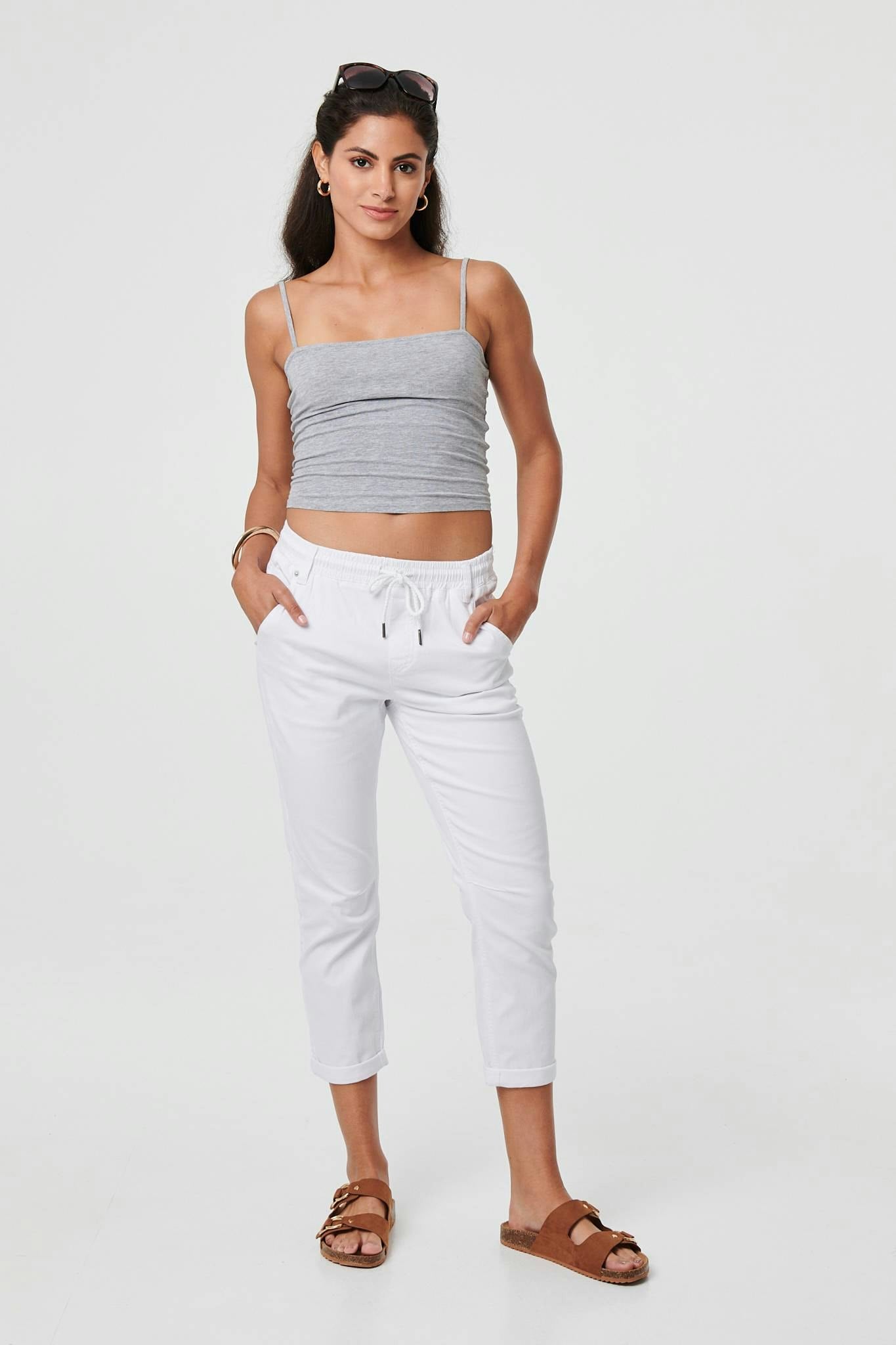 Izabel London Black High Waist Skinny Cropped Trousers - 10