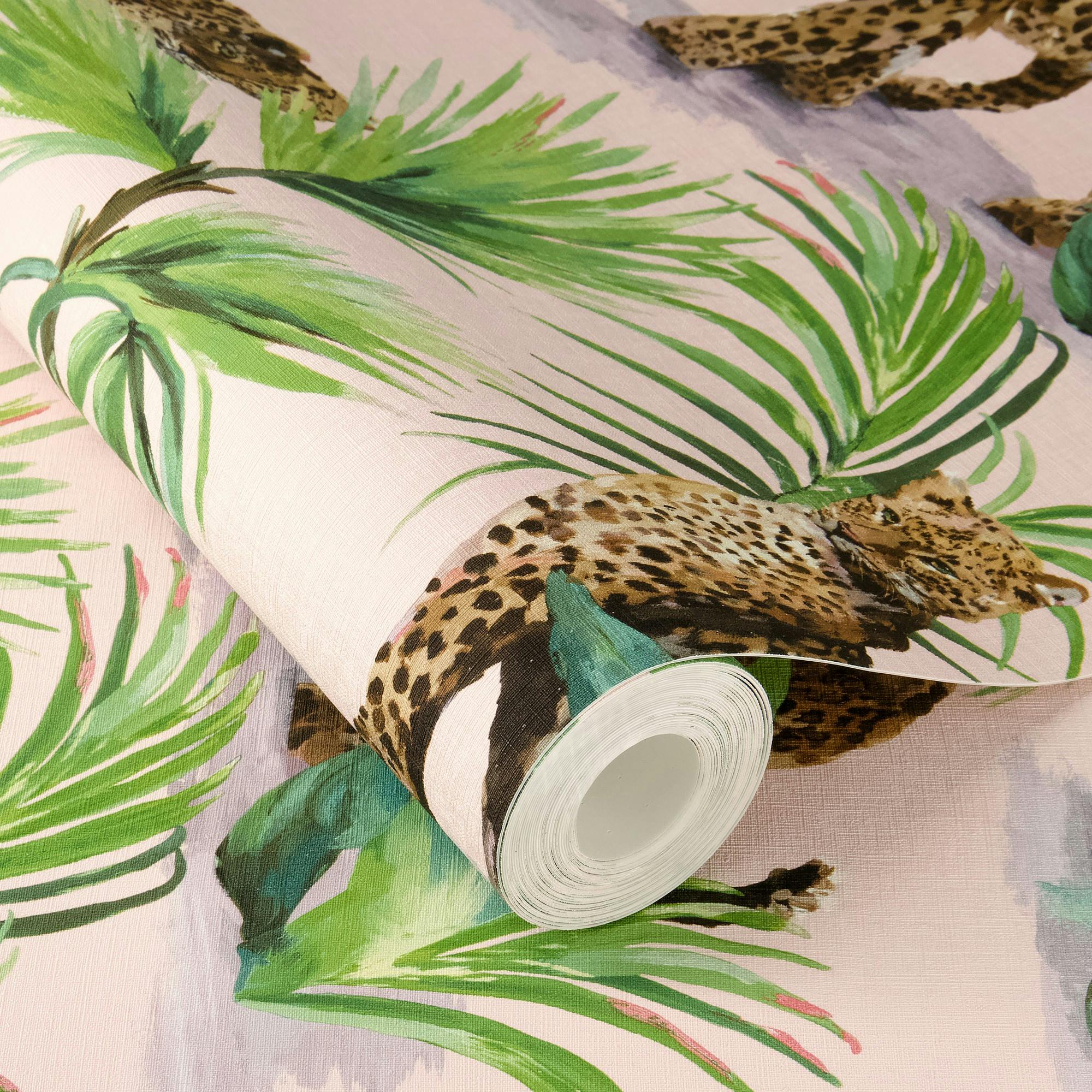 Rasch X Tesa Pink Savanna Leopard Self Adhesive Peel And Stick Textured Wallpaper,