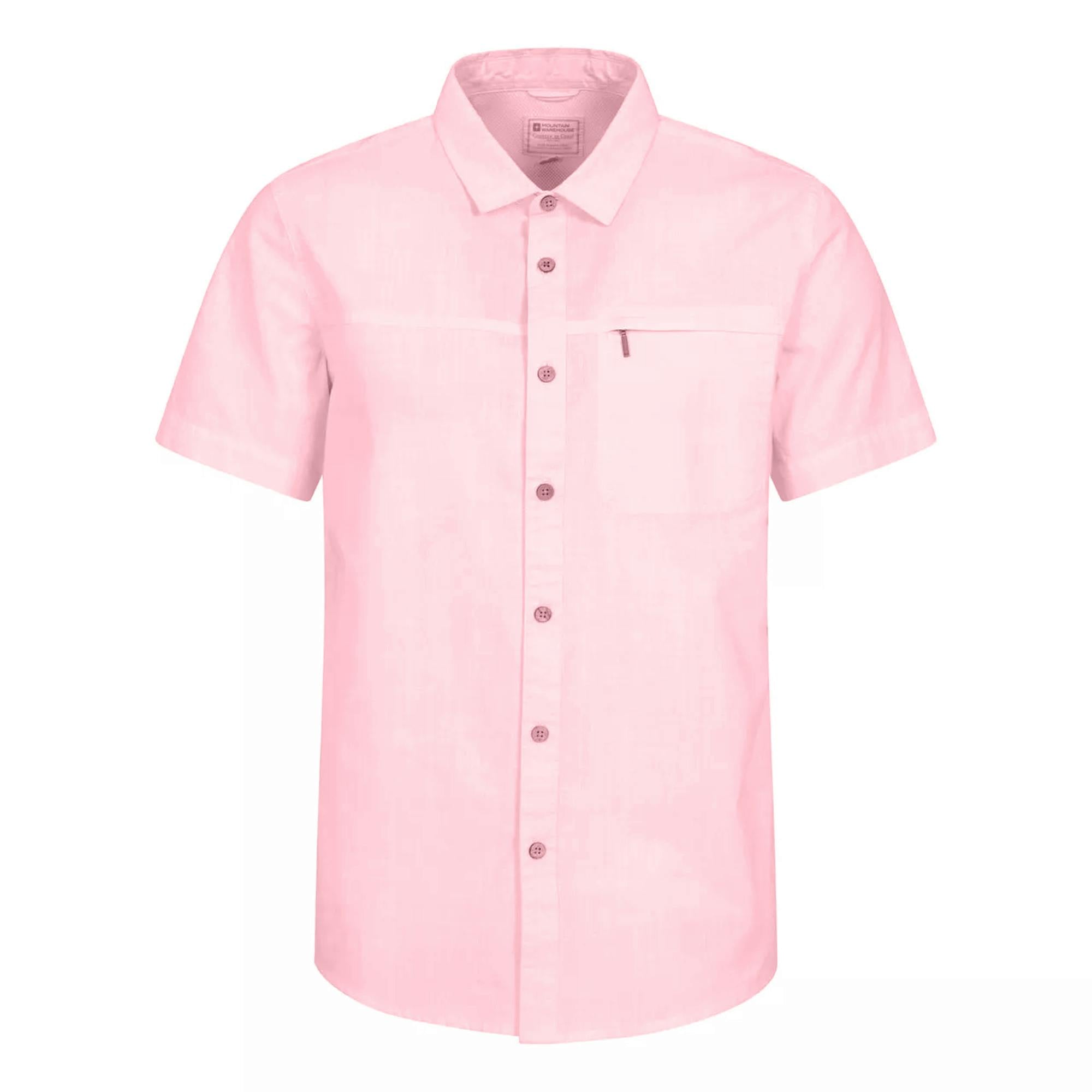 Mountain Warehouse Men's Light/Pink Coconut Slub Short-Sleeved Shirt - 4XL - 100% Cotton