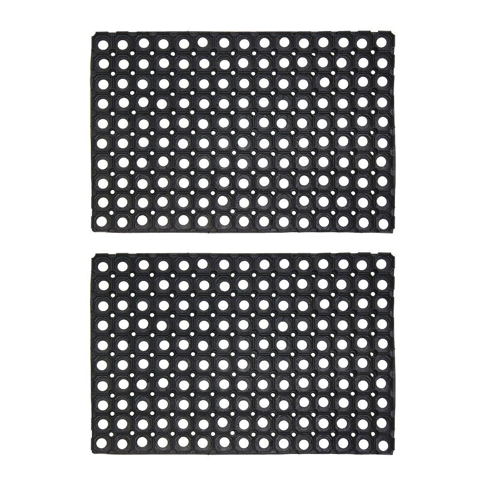 Rackhams Rondo Rubber Ring Heavy Duty Outdoor Entrance Door Mat 40X60cm - Pack Of 2