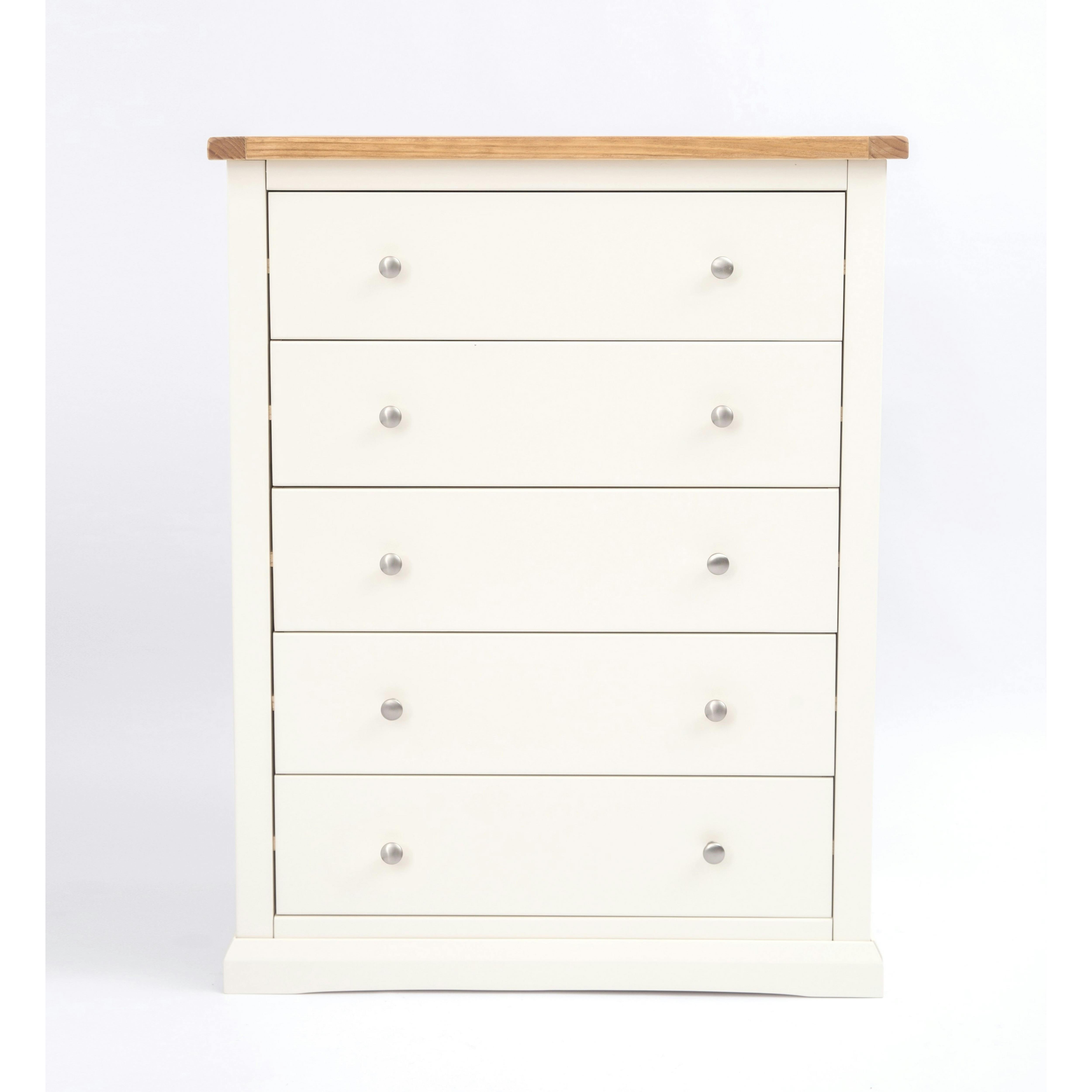 Rackhams White Castelli 5 Drawer Chest Of Drawers Chrome Knob - Off