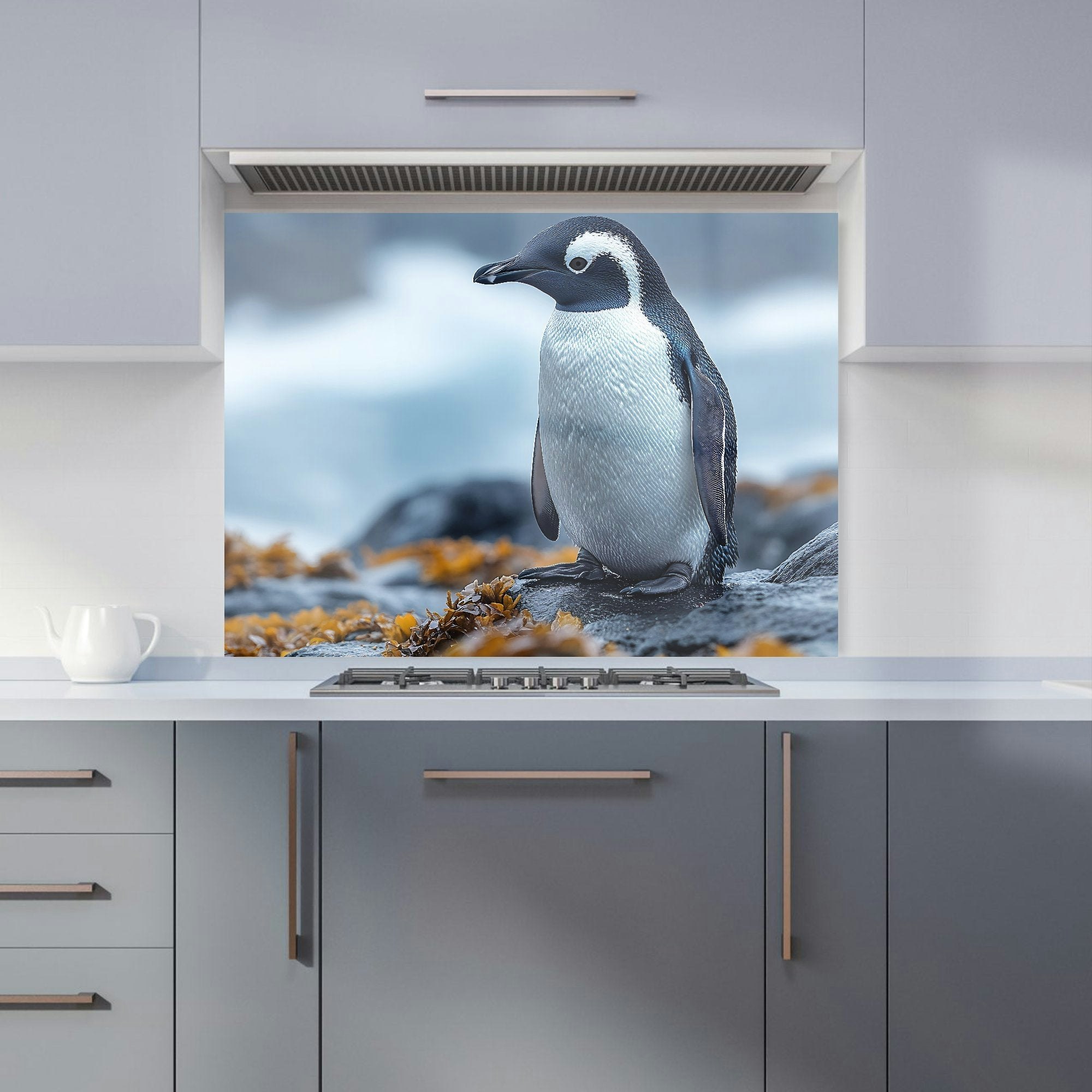 Warren Reed Baby Penguin Glass Kitchen Splashback - W900mm X H650mm
