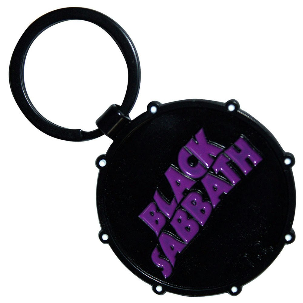 Paradiso Clothing Black Sabbath Wavy Logo And Daemon Drum Double Sided Keyring Keychain