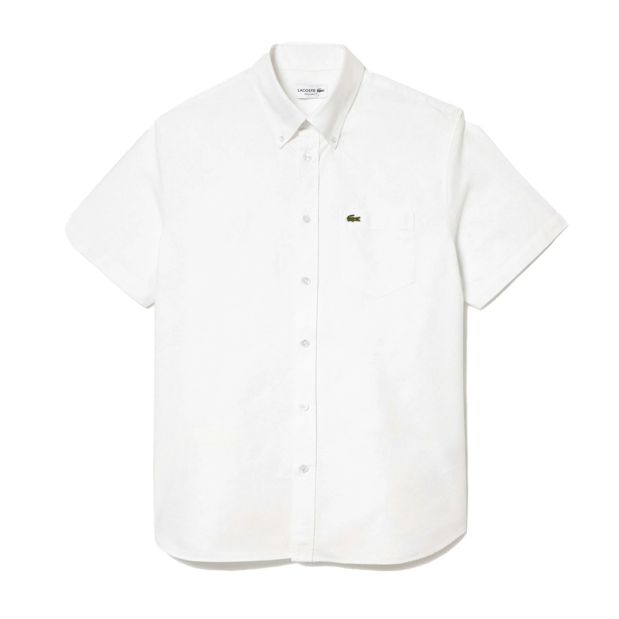 Lacoste White Regular Fit Short Sleeved Oxford Shirt - Large