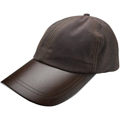 Coolandnew Brown Leather Skip Wax Baseball Cap