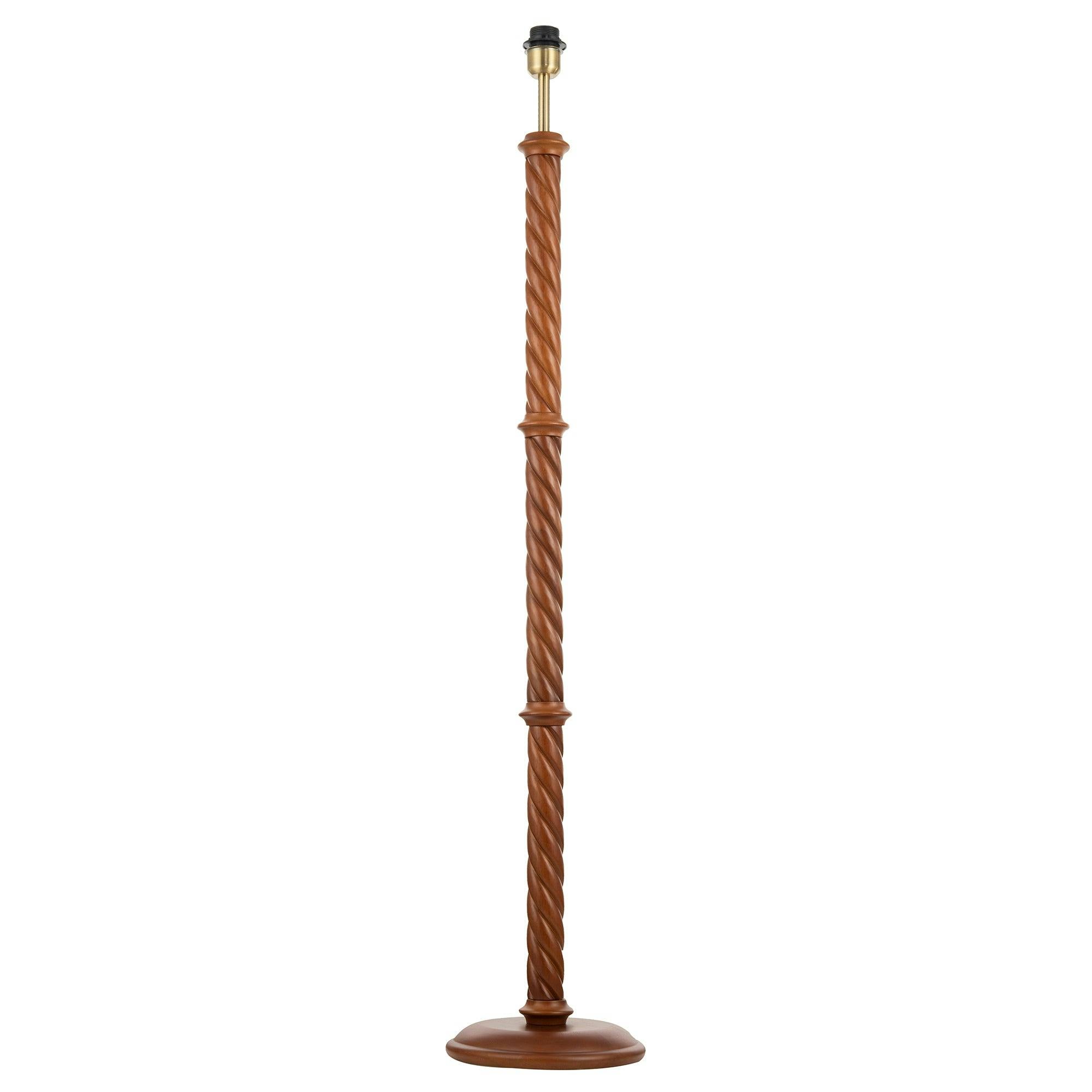 Happy Homewares Black/Light Mahogany Wooden Classic Floor Lamp Base With Twisting Pole Design