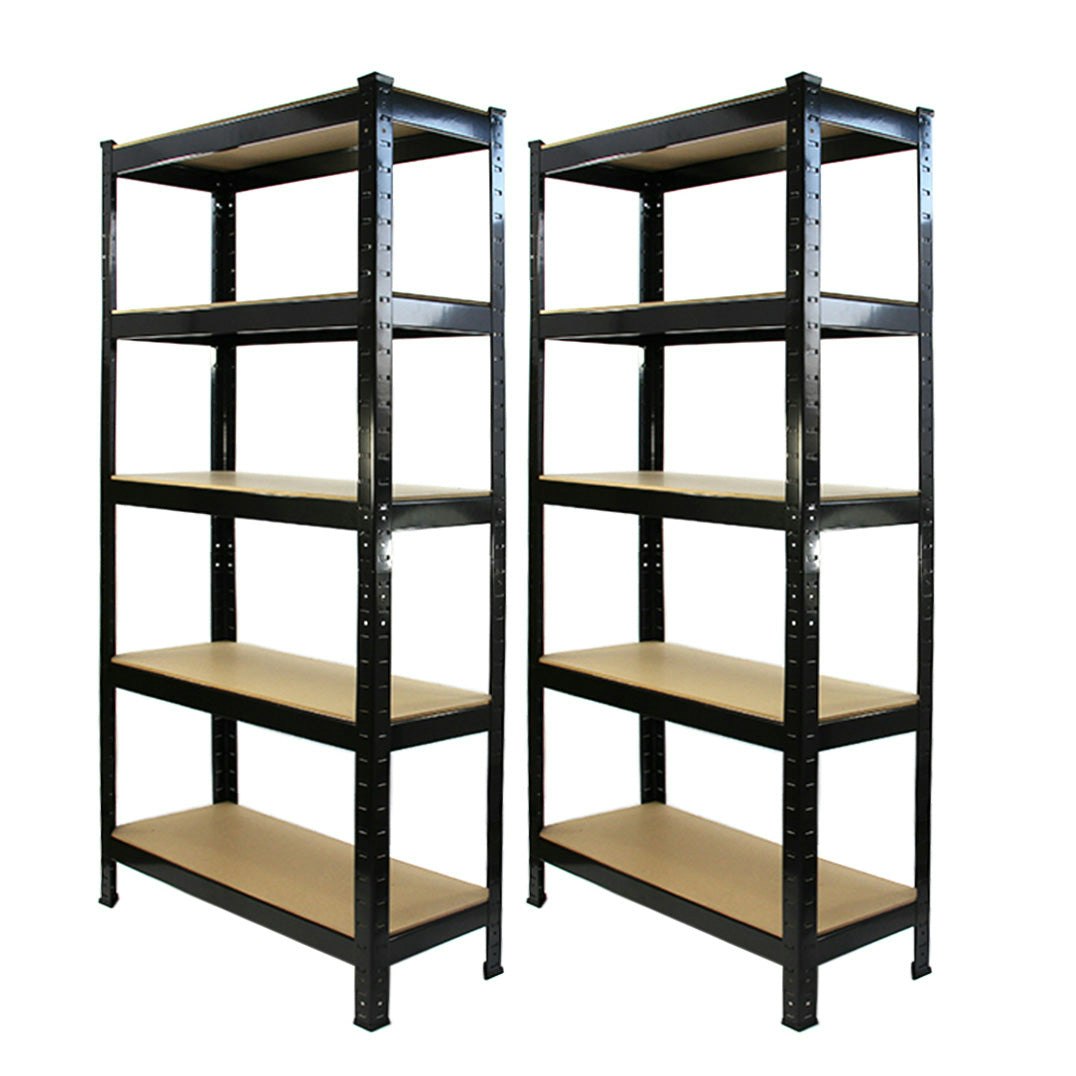 Rackhams Black T-Rax Heavy Duty Shelving Units, 75Cm W, 30Cm D, Set Of 2