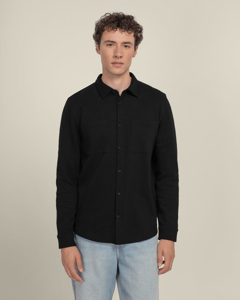 Larsson & Co Black Gudhjem - Interlock Jersey Long Sleeve Shirt - M