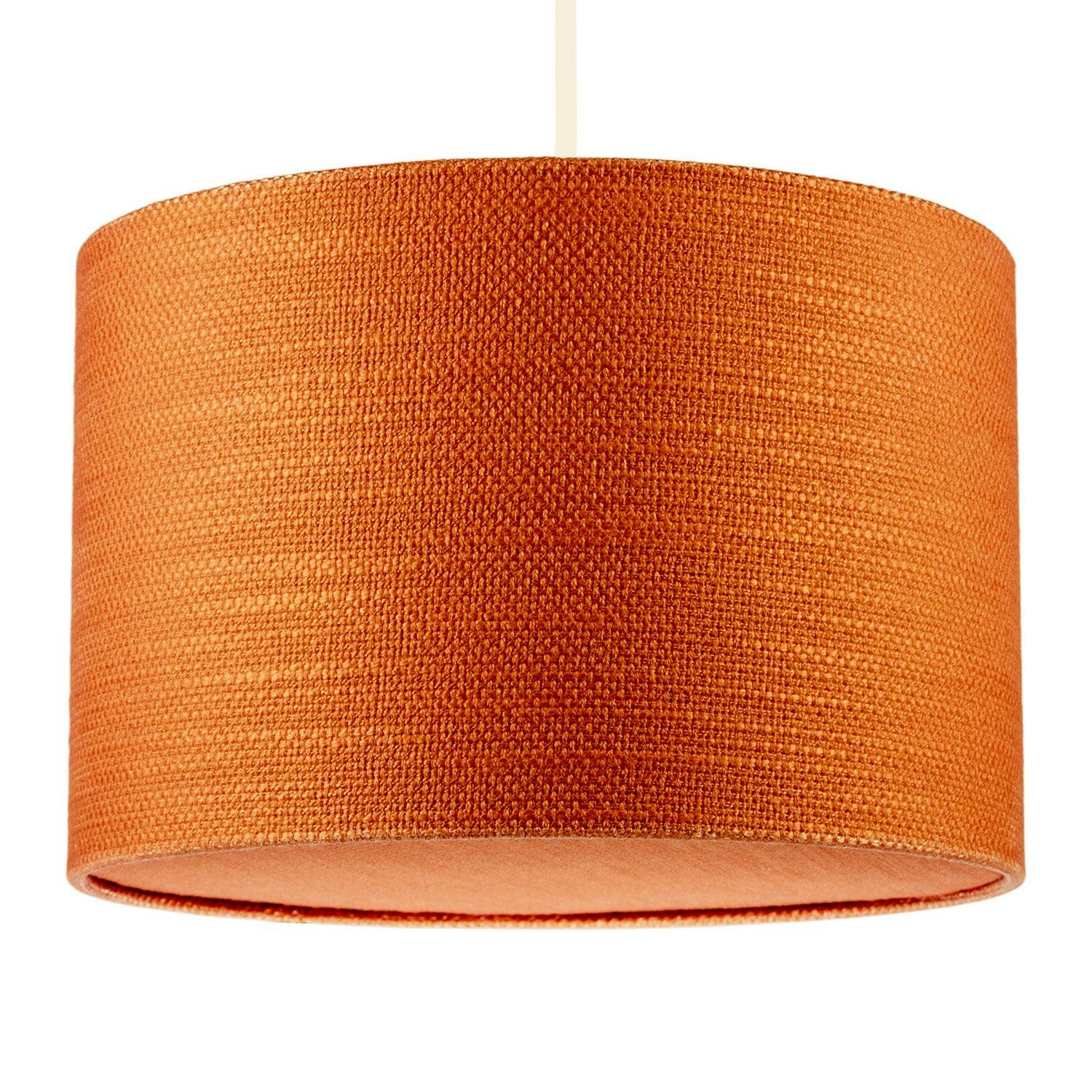 Rackhams Orange Desert Sun Textured Linen Pendant Lighting Shade With Diffuser