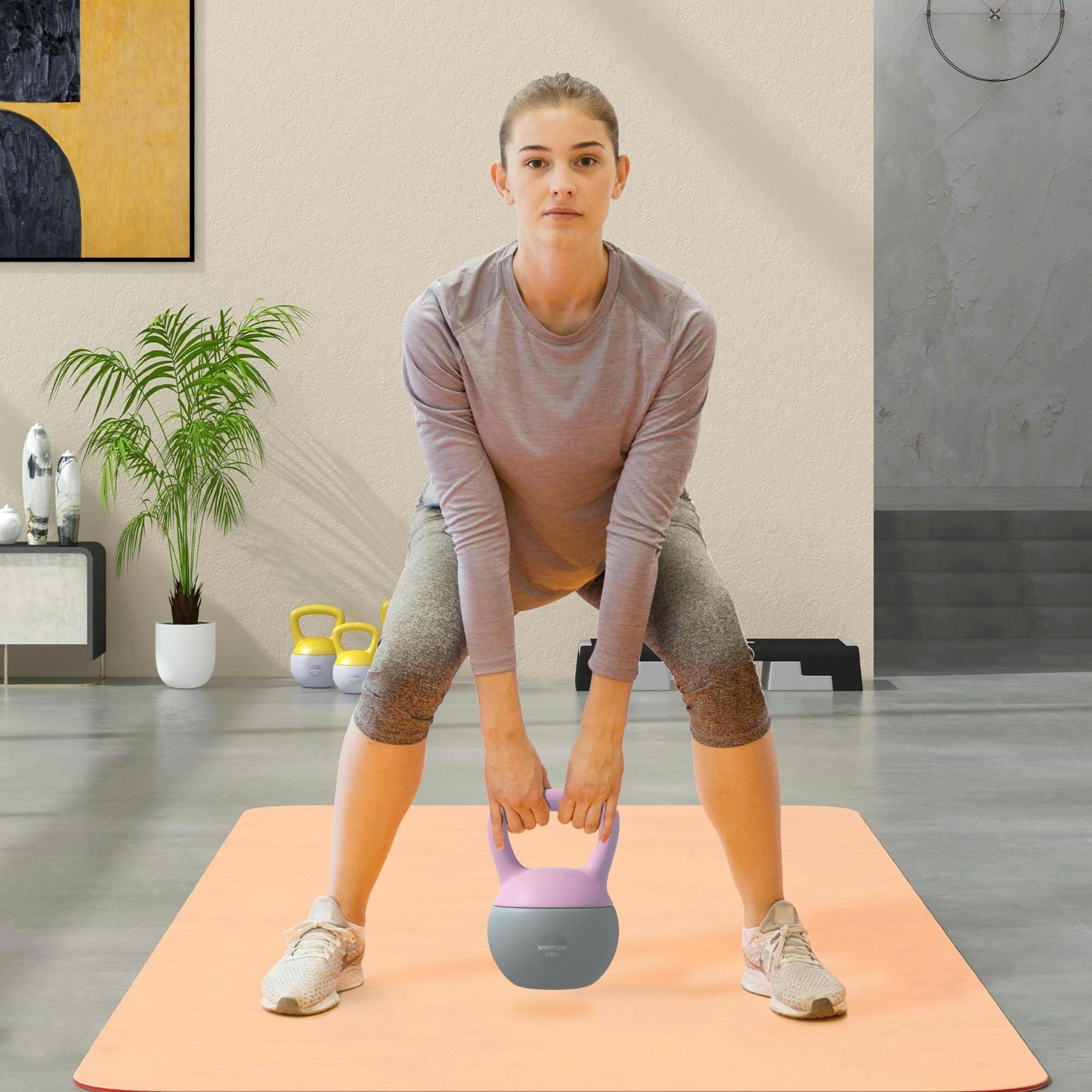 Sportnow Purple Kettlebell With Soft Body And Non-Slip Handle - 6Kg