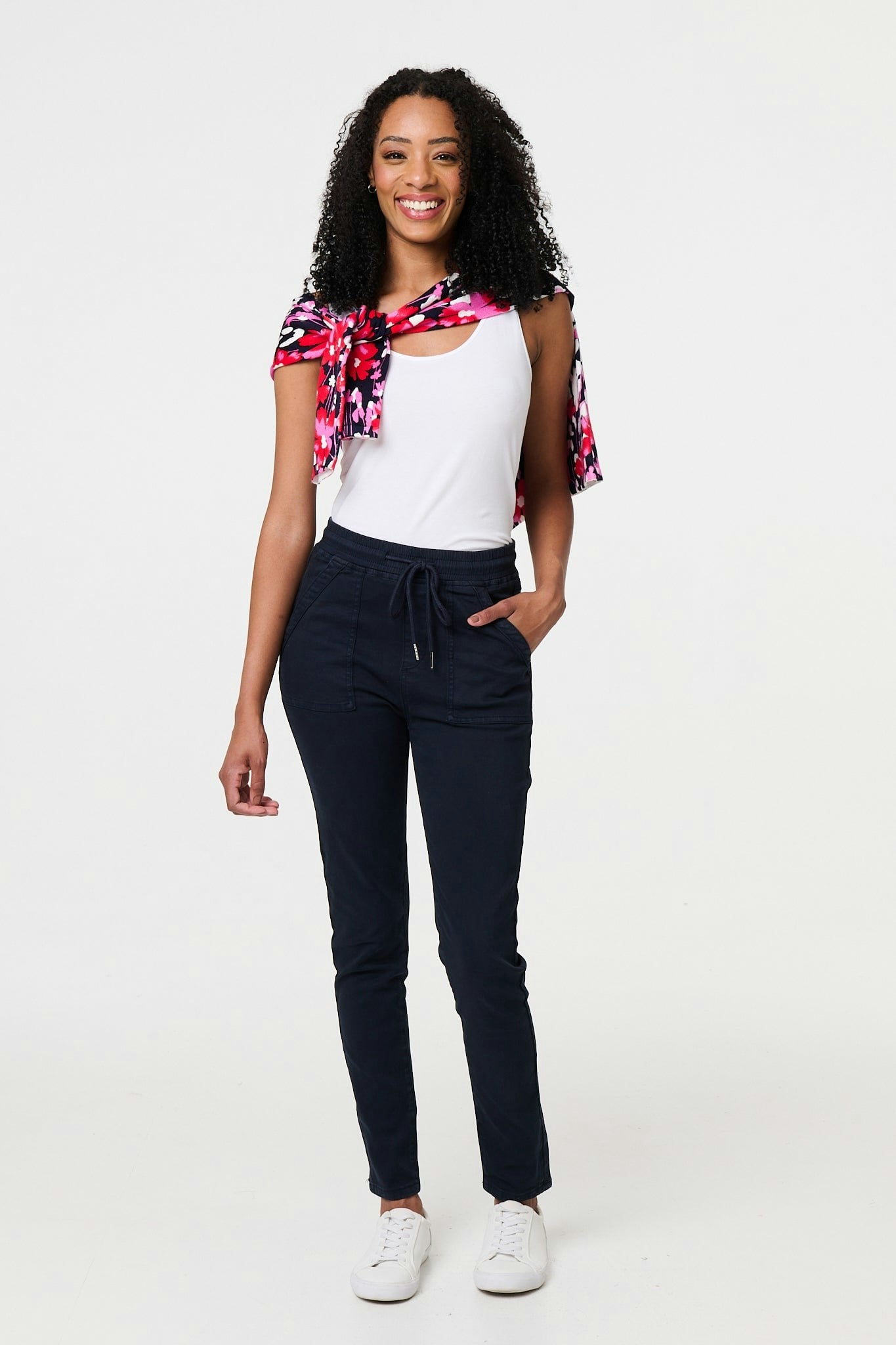 Izabel London Denim Skinny Ankle Grazer Leggings - Navy - 18