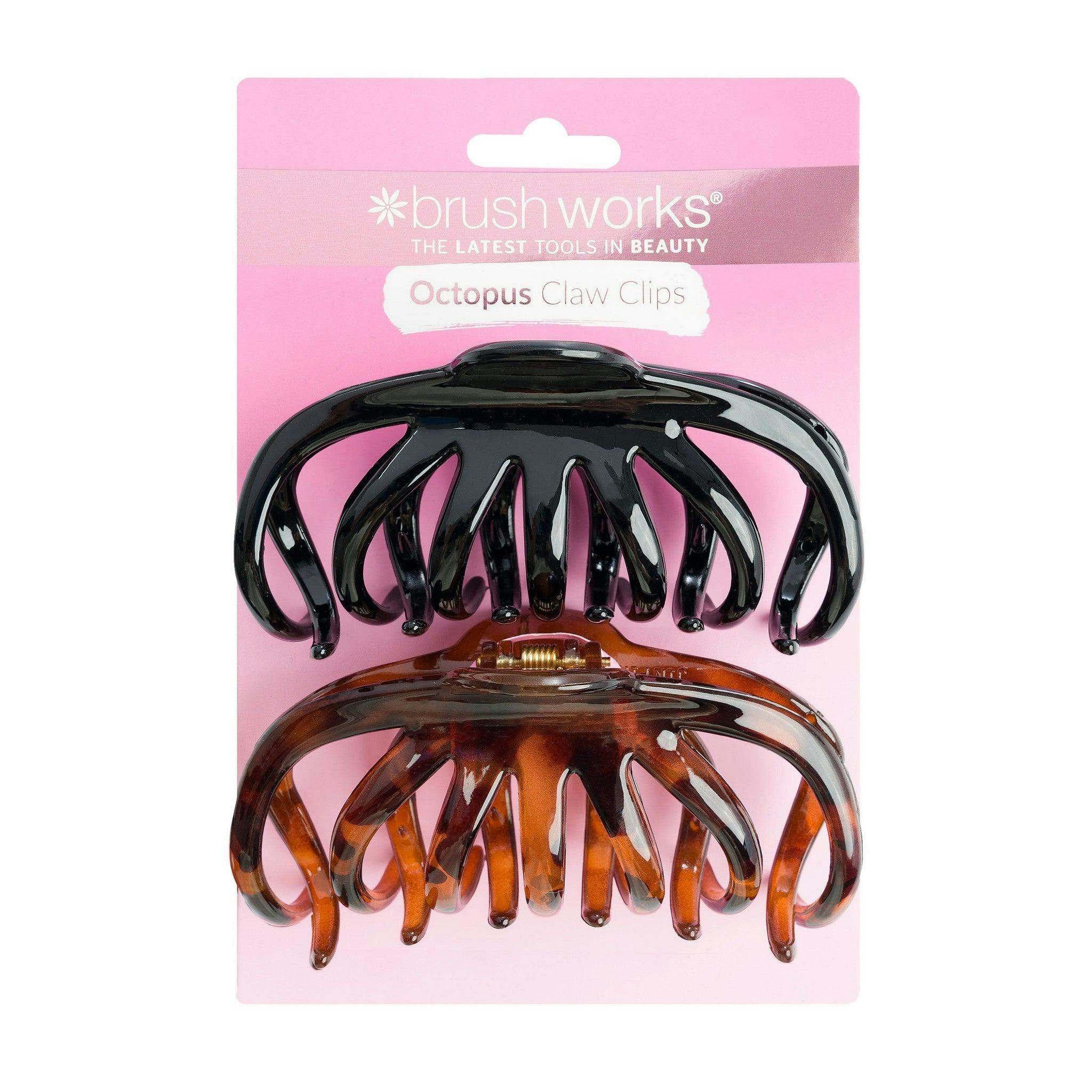Brushworks Octopus Claw Clips – 2 Pack Strong Hold Hair Clips for Thick Hair, French Twist Updos & Half Up Hairstyles (Black & Tortoiseshell) - Image 4
