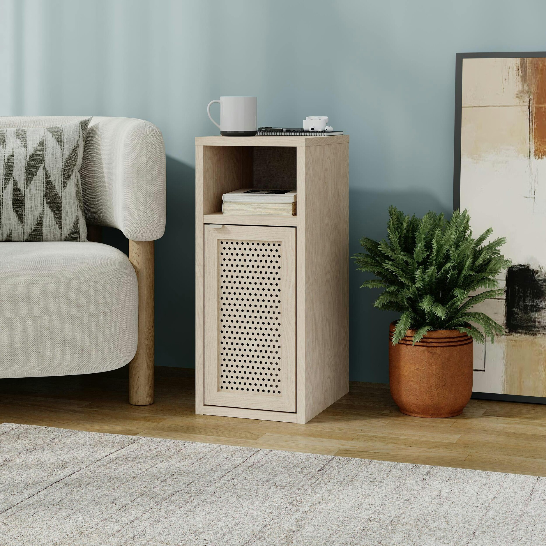 Decortie New Inca Single Door Bedside Table in Sonoma Oak 60 x 25 x 32cm - Image 3