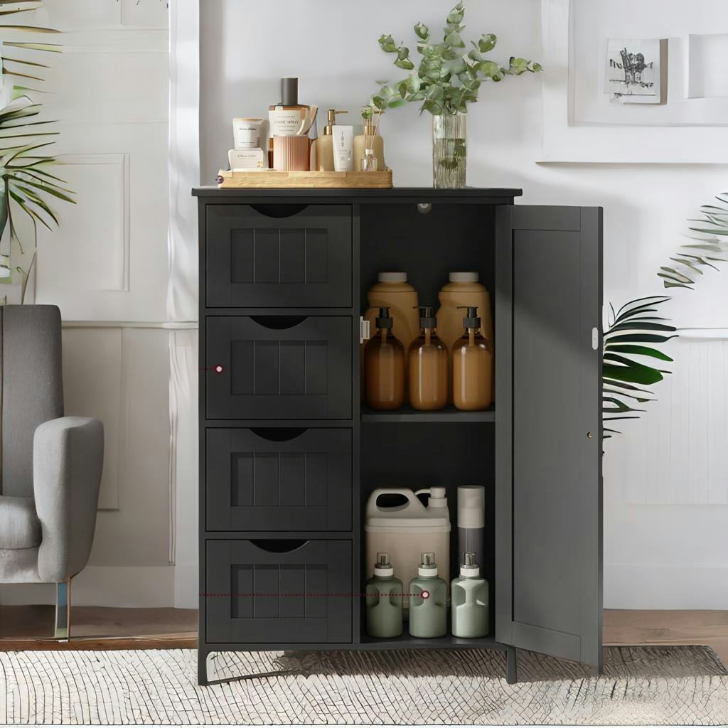 Rackhams Brown Industrial Kitchen Bakers Rack With Storage Shelves And Cabinet