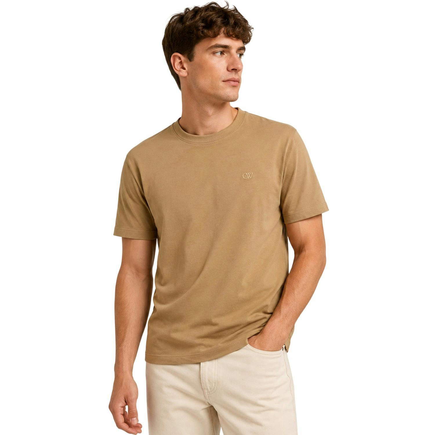 Off-White Men's White/Beige Off- Logo Cotton Slim T-Shirt - Xs - 100% Mixed