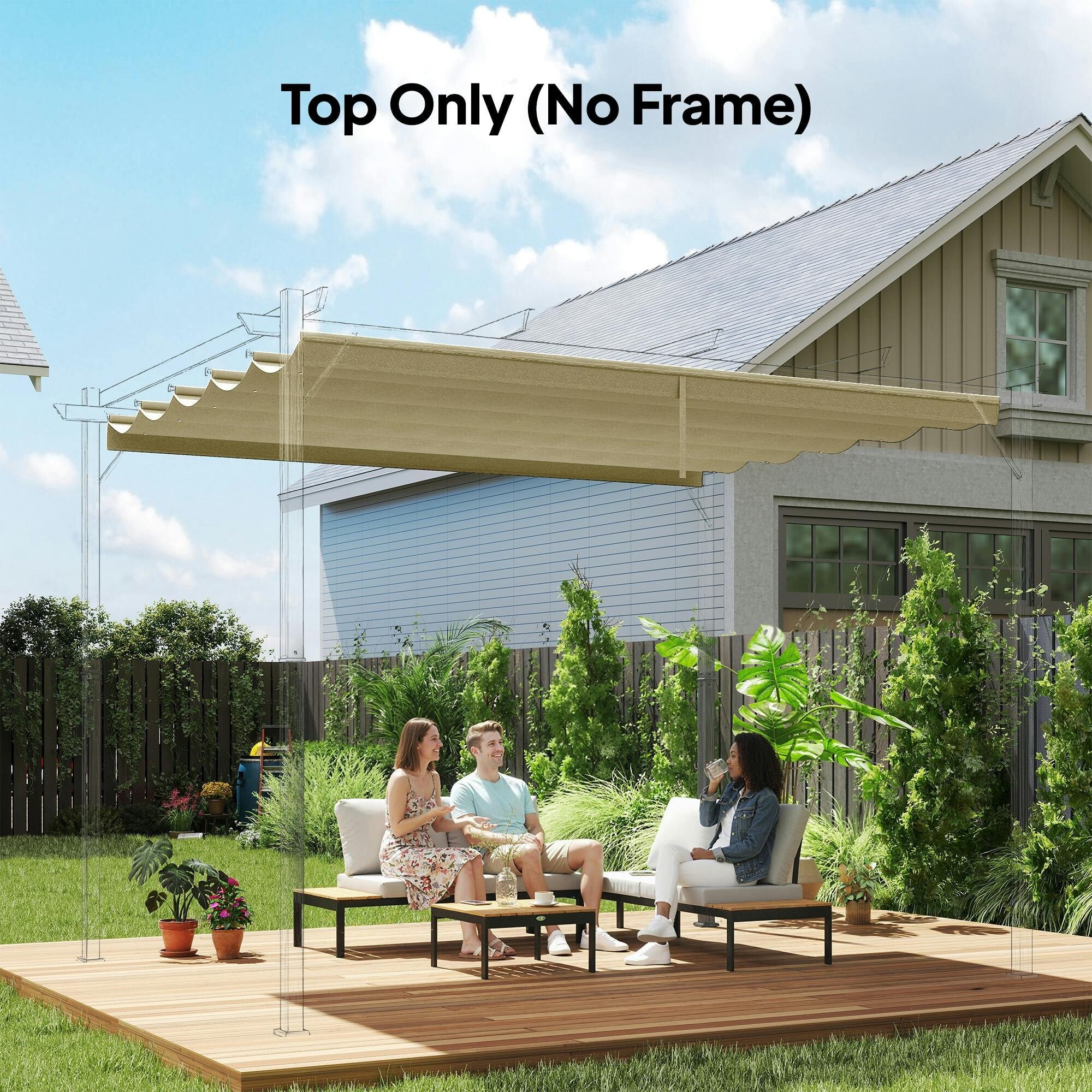 Rackhams Beige Pergola Shade Cover Replacement Canopy For 3 X 3(M) Pergola, - 350L X 260W Cm