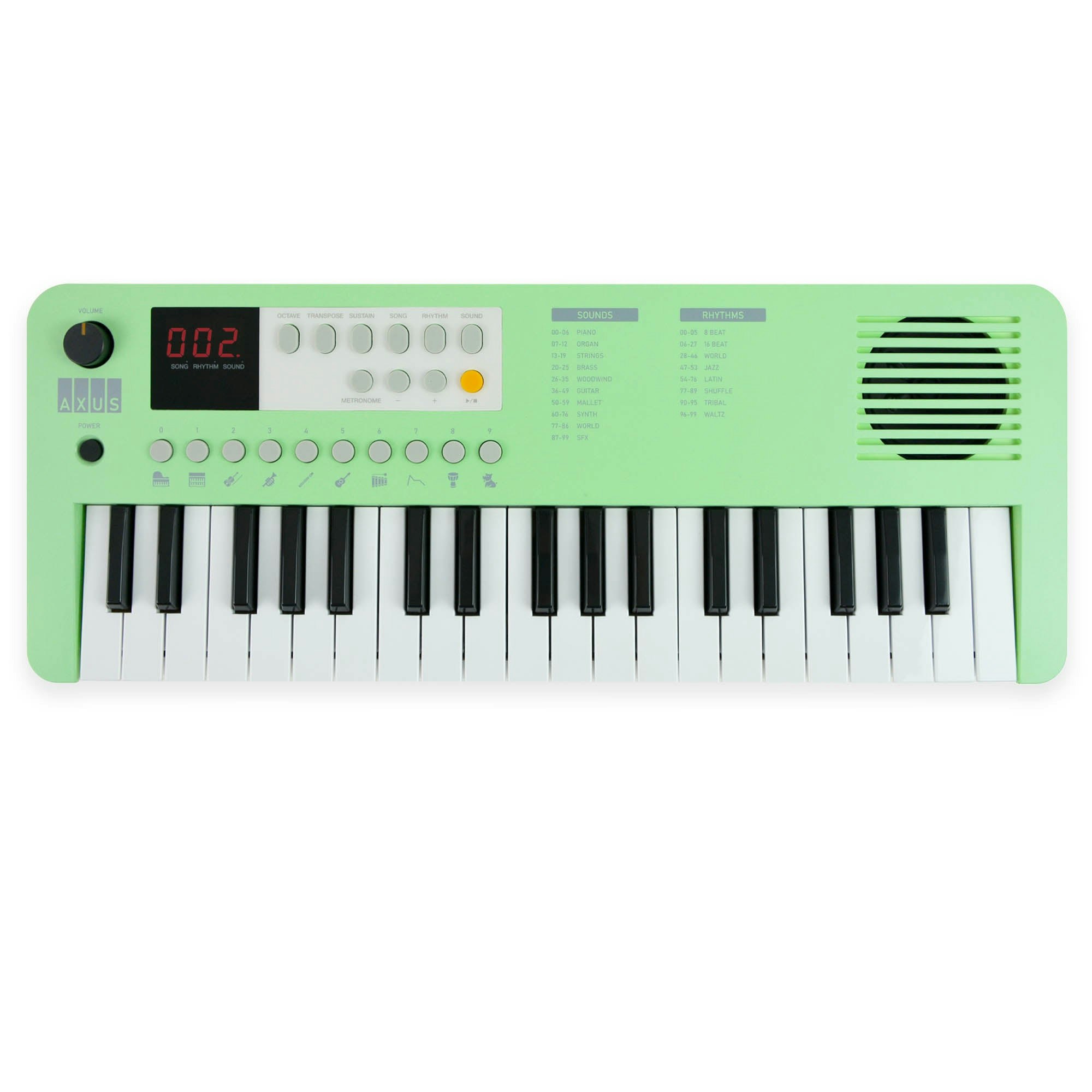 Axus Green Mini Keyboard 37 Key Keyboard