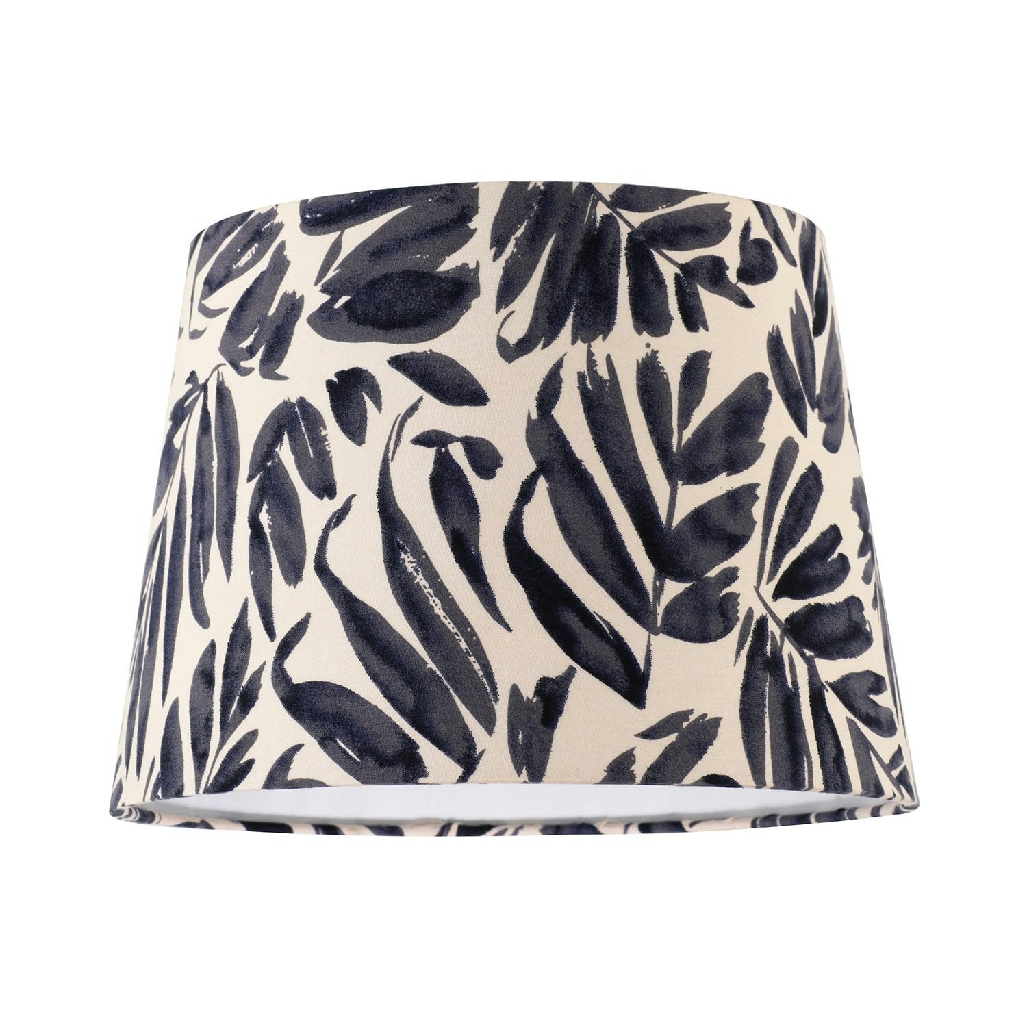 Happy Homewares Blue Midnight Palm Leaf Themed 25Cm Drum Lampshade With Fabric Lining