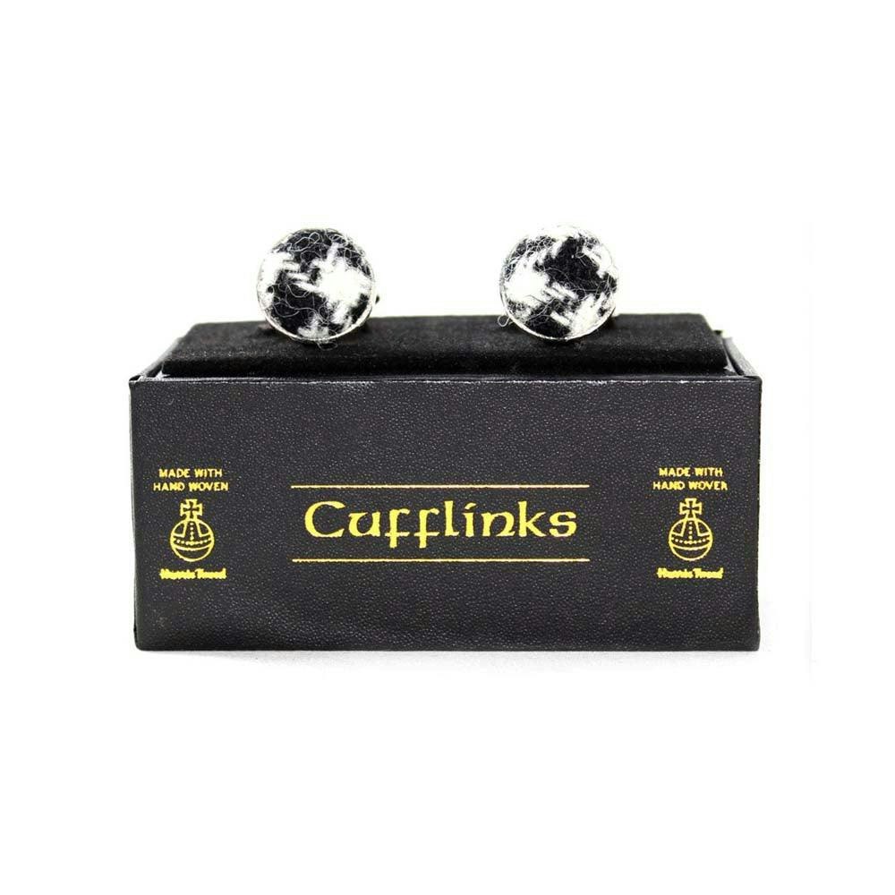 Heritage Traditions Black/White Harris Tweed Cufflinks - Dogtooth