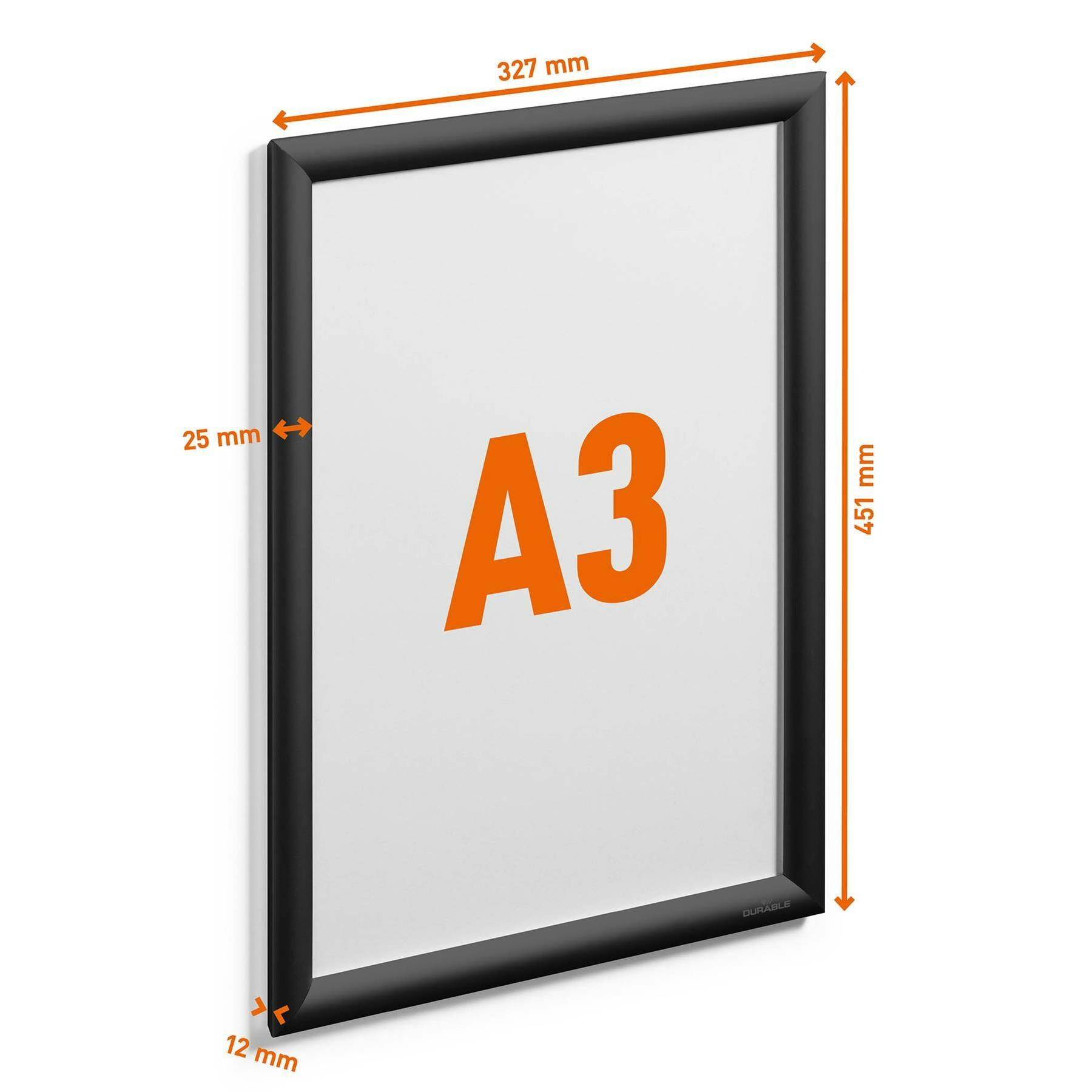 Rackhams Black Aluminium Snap Frame Retail Clip Poster Holder Notice Board | A3