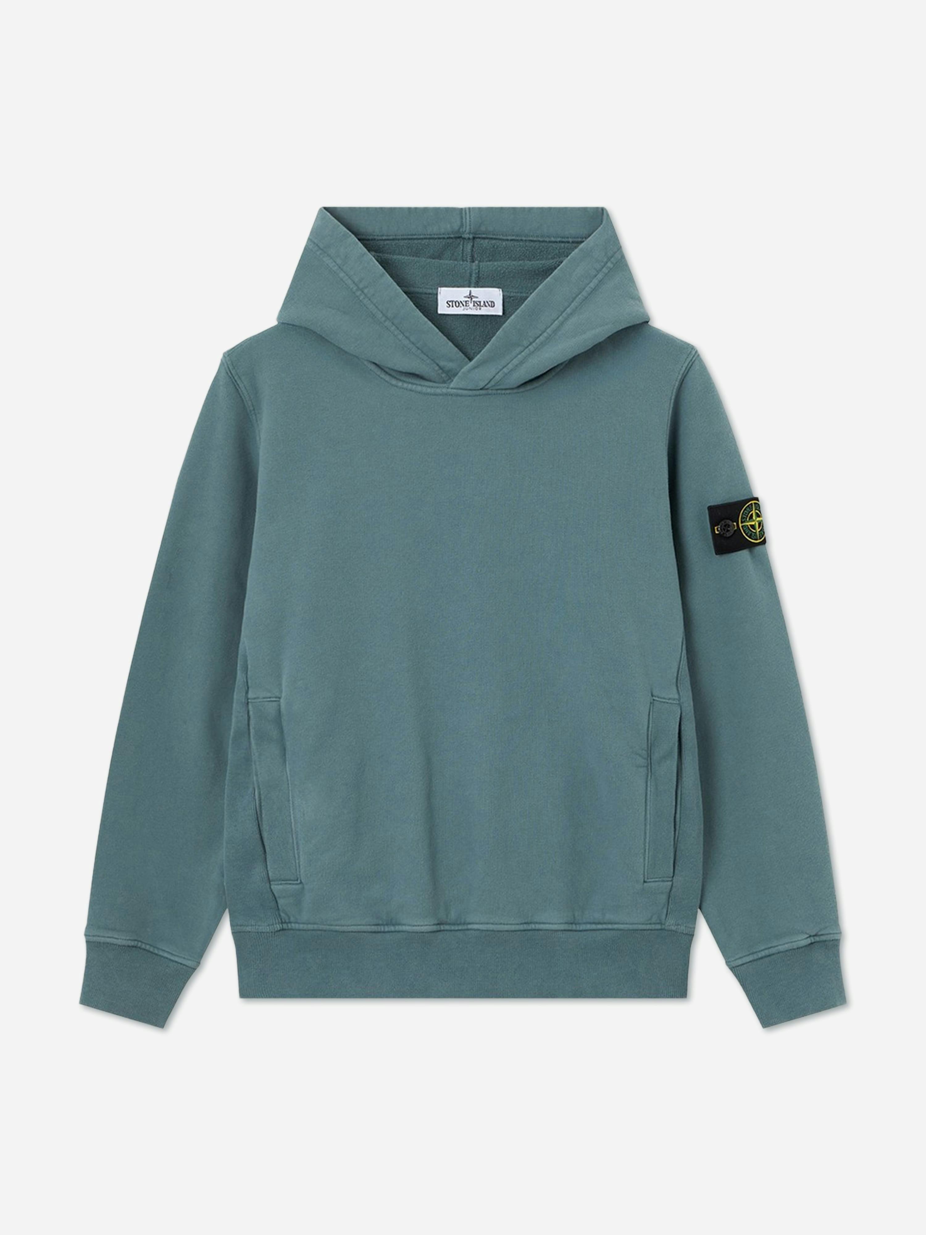 Stone Island Junior Boys Blue Stone Island Brushed Organic Fleece Hoodie In - Multicoloured - 2 Yrs