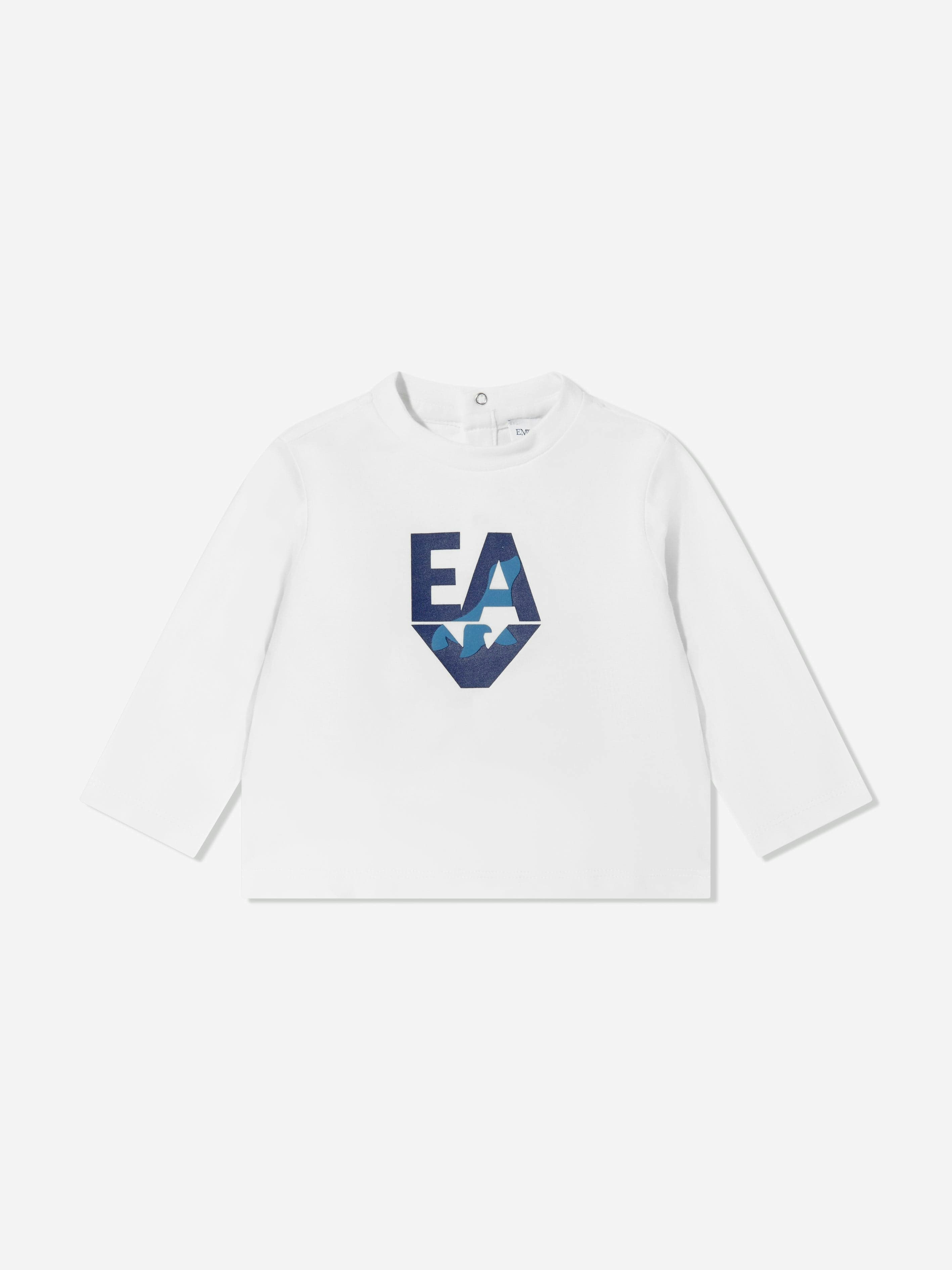 Emporio Armani Men's Ivory Baby Boys Long Sleeve Logo T-Shirt In - 24 Mths