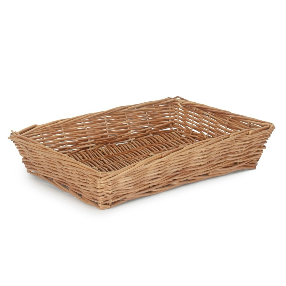 Red Hamper Tape Wicker Rectangular Tray - Large