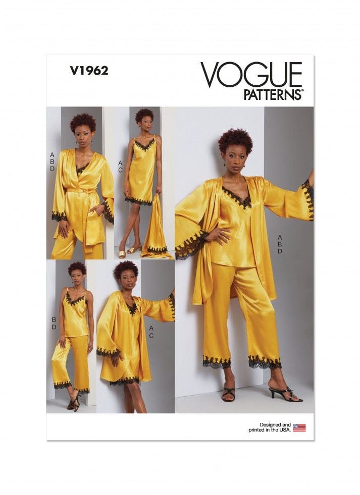 Vogue Women's Sewing Pattern 1962, Pyjamas, Robes, Dresses, Tops, Trousers For A5 (6-8-10-12-14) - Intermediate - A5 (6-8-10-12-14)