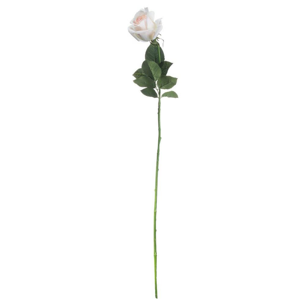 Hill Interiors Pink Artificial Single Stem Tea Rose - Palest - 65Cm