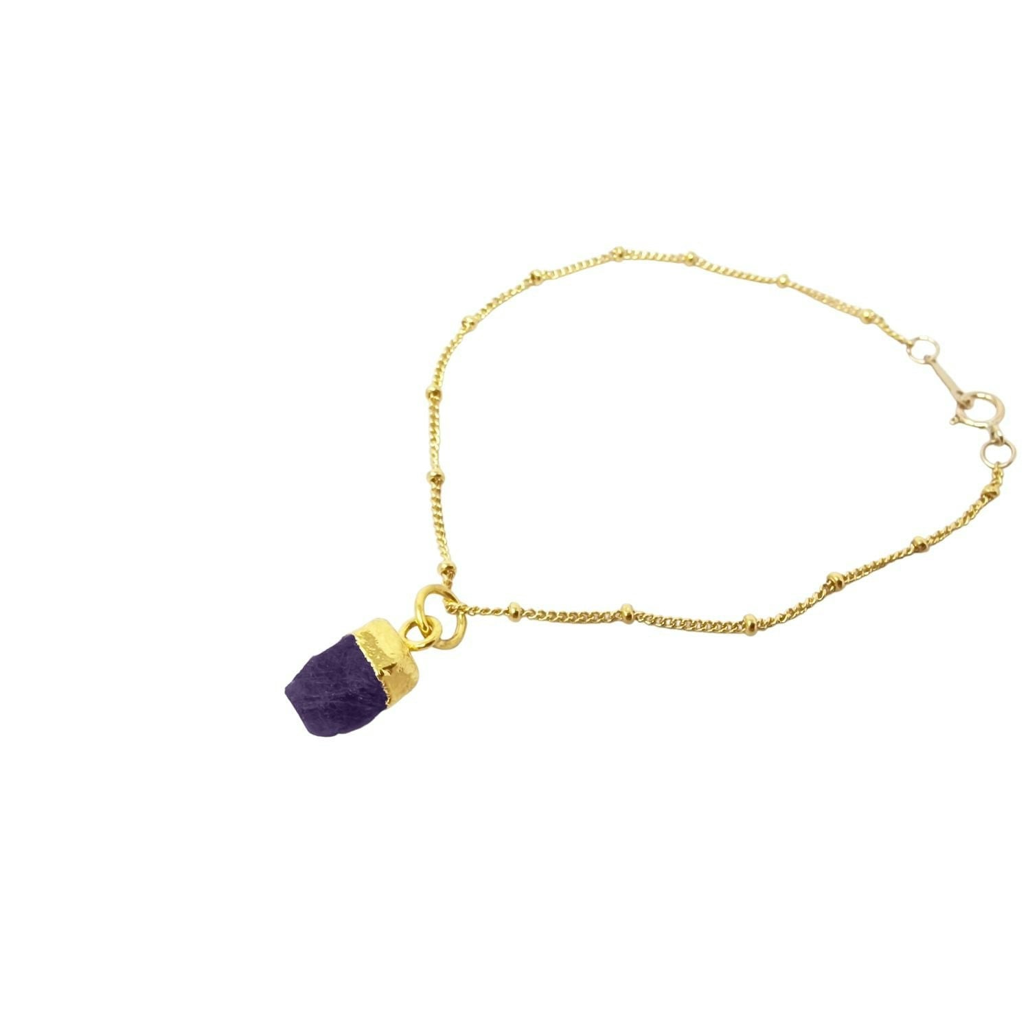 Harfi Gold Raw Amethyst February Birthstone Plated Bracelet