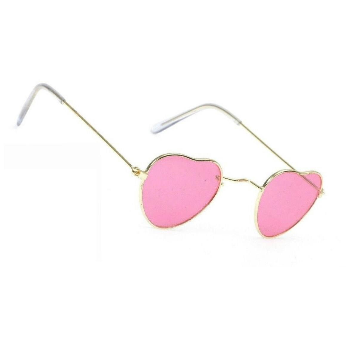 Bristol Novelty Unisex Pink/Gold Adults Heart Shaped Glasses - One Size