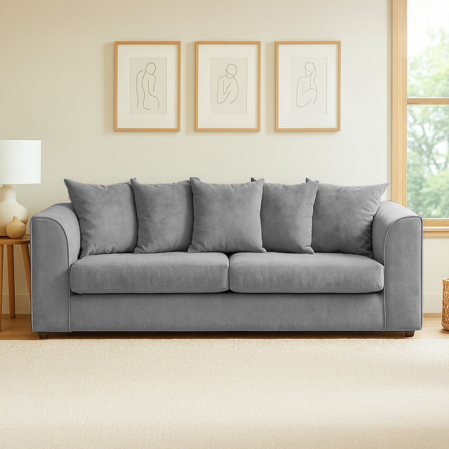 Rackhams Grey Casper Chenille Fabric 3 Seater Sofa