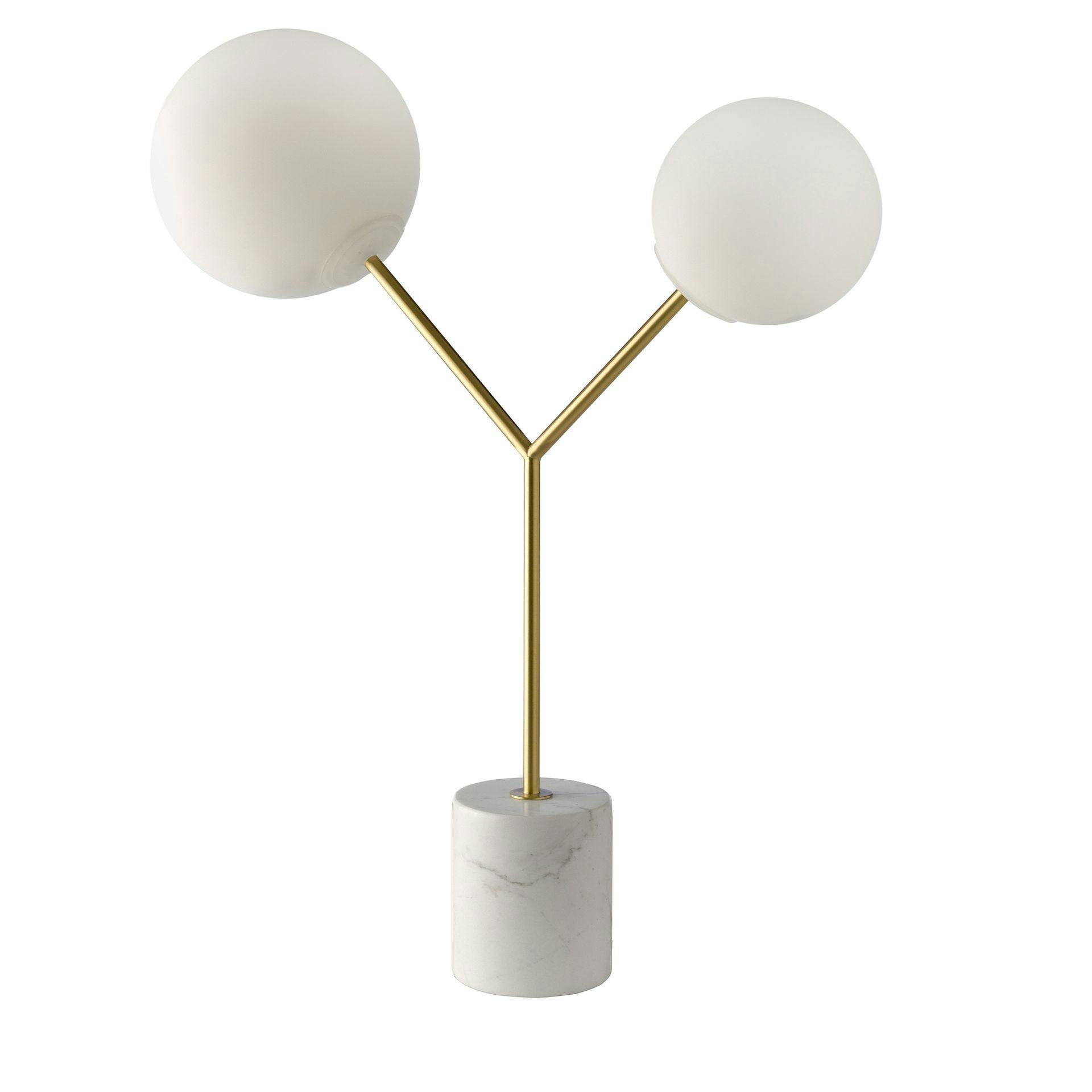Angel Cerdá White/Golden Table Lamp In Marble, Steel And Glass 8050