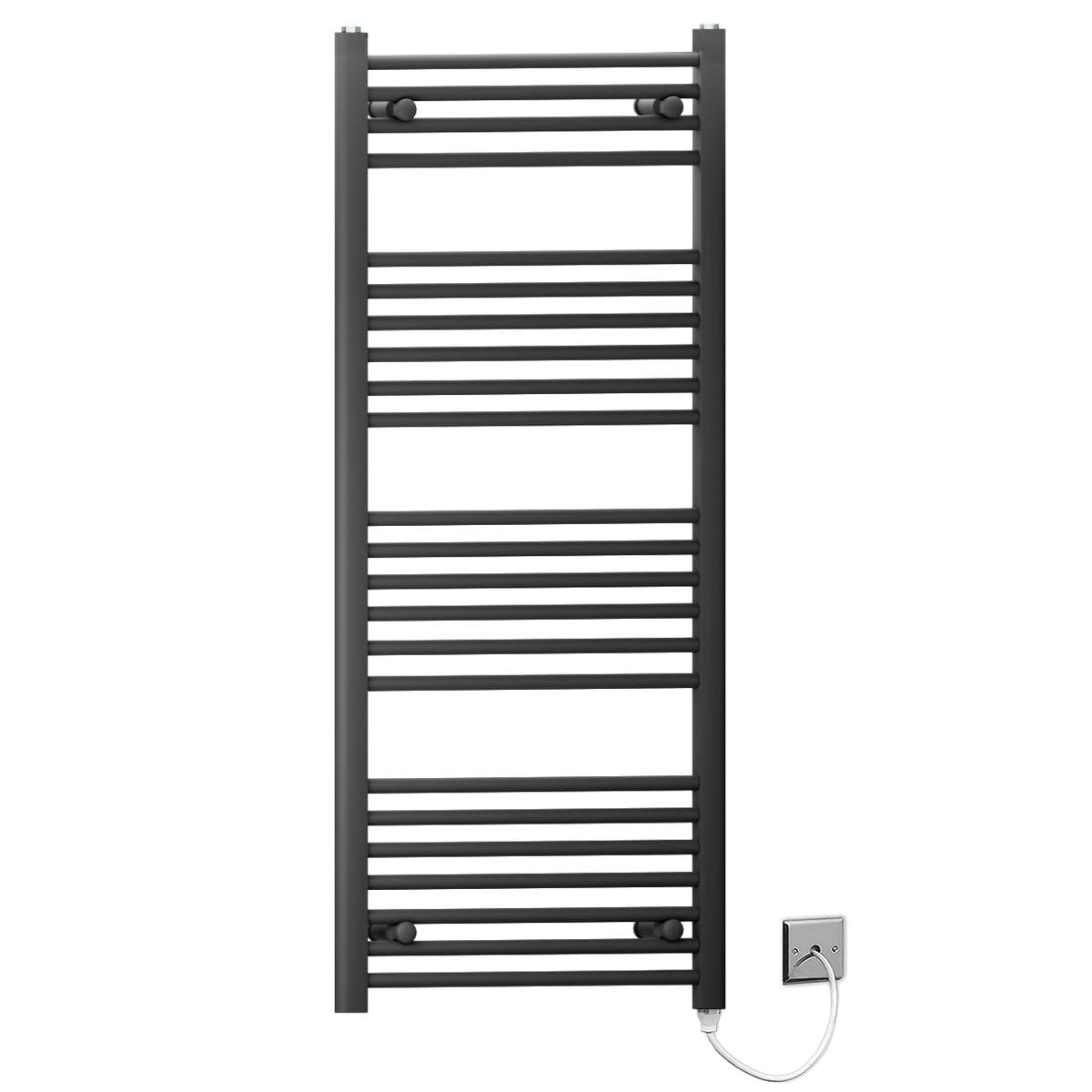 Myhomeware Black 600 X 1200Mm Flat Electric Pre-Filled Heated Towel Rail Radiator For Bathroom Designer Standard Element