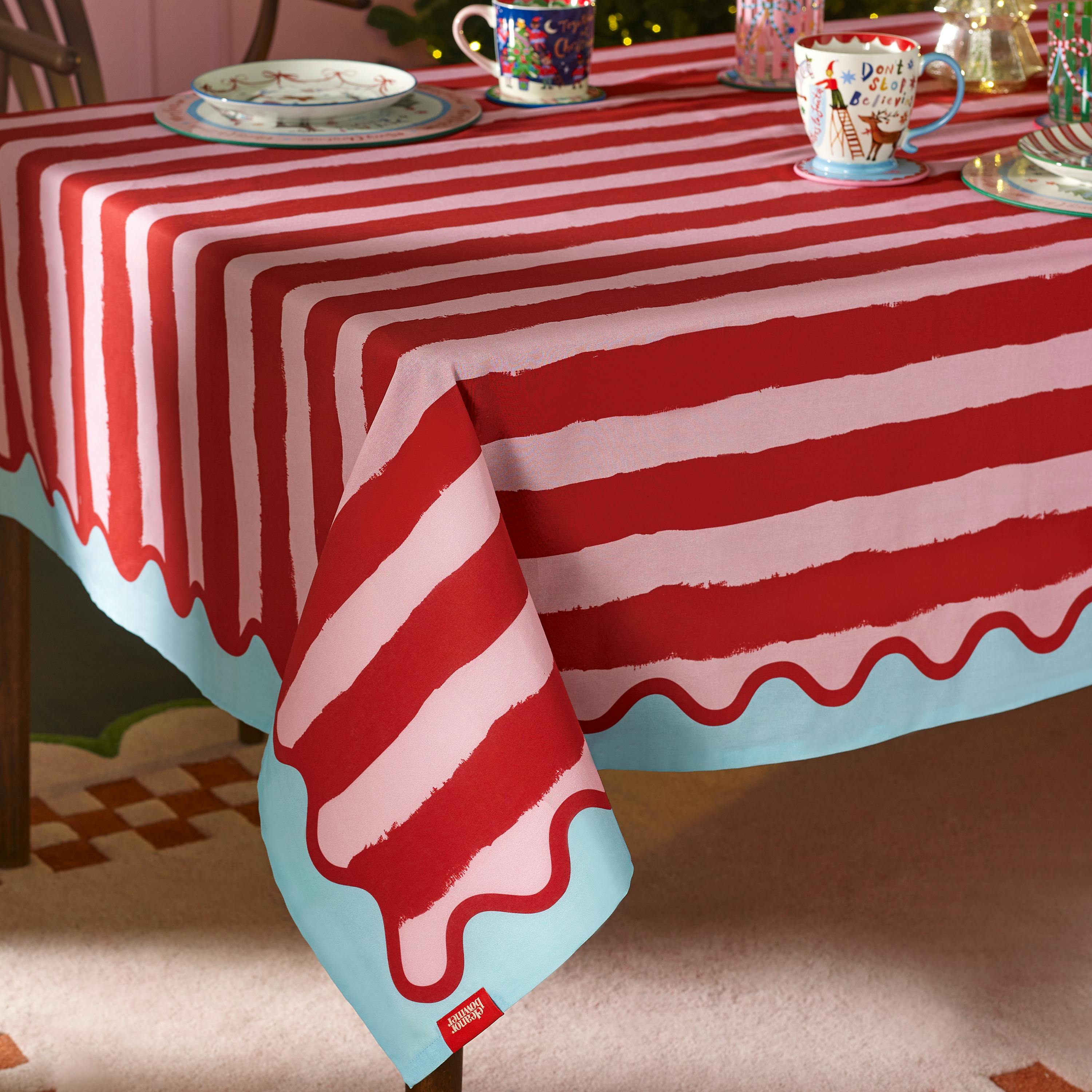 Eleanor Bowmer Unisex Red Christmas Santa Cotton Table Cloth - Image 6
