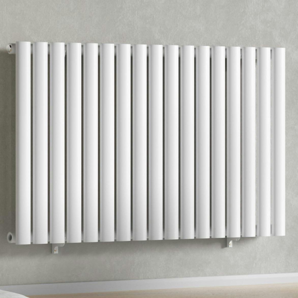 Myhomeware White 1020 X 600 Mm Modern Horizontal Column Designer Radiator Oval Single Panel Radiator Heater