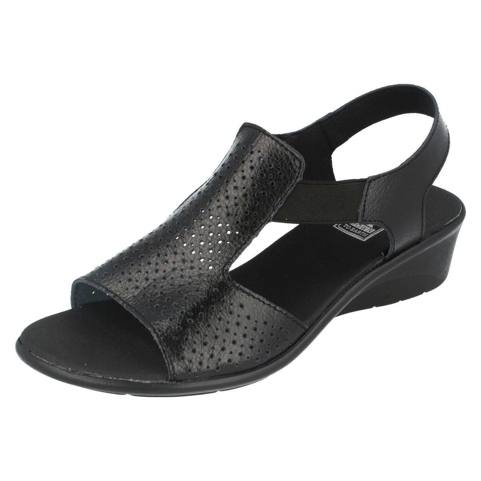 Down To Earth Women's Black Casual Wedge Sandals F10879 - Uk 8
