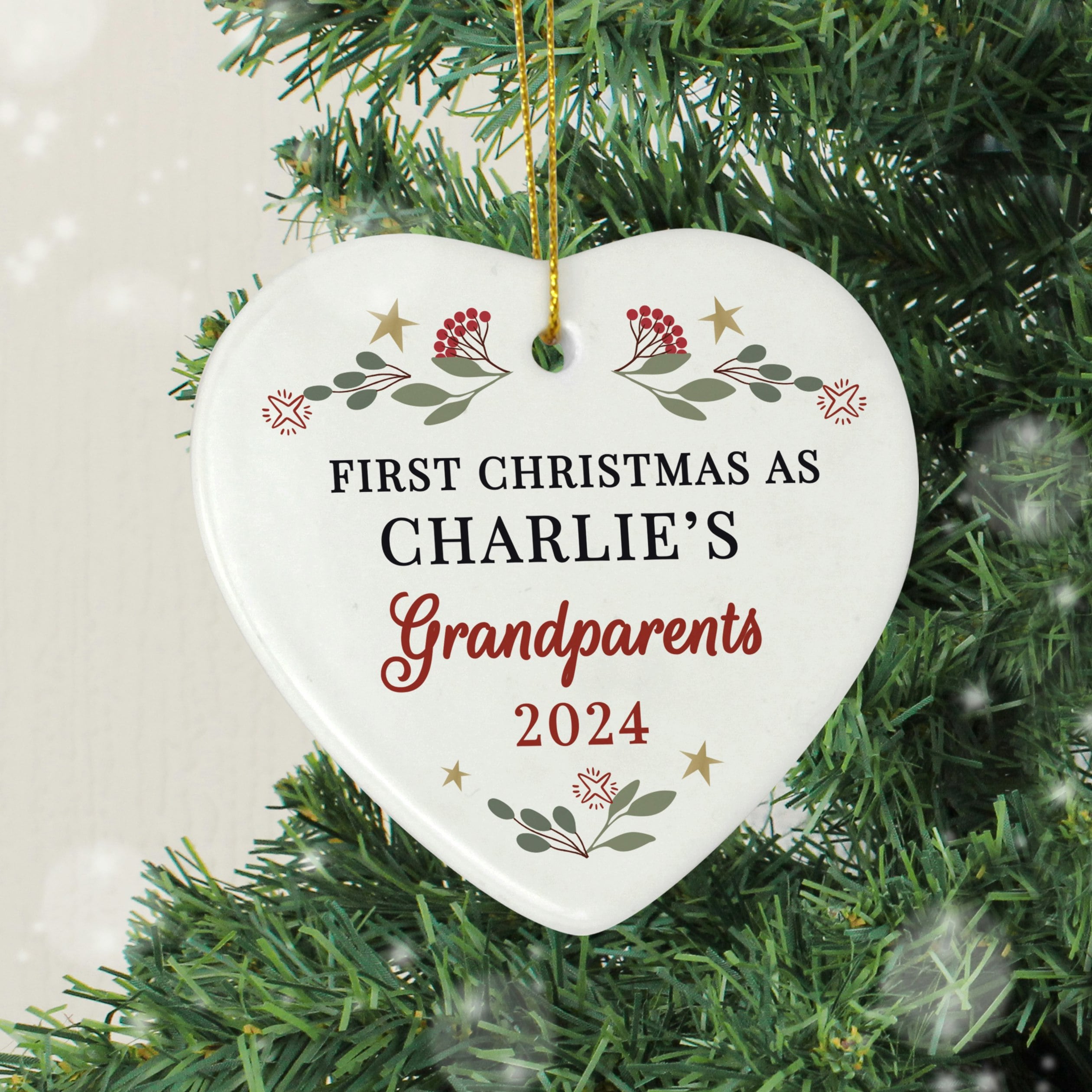 Personalised Memento Company White Personalised First Christmas As Grandparents Tree Decoration