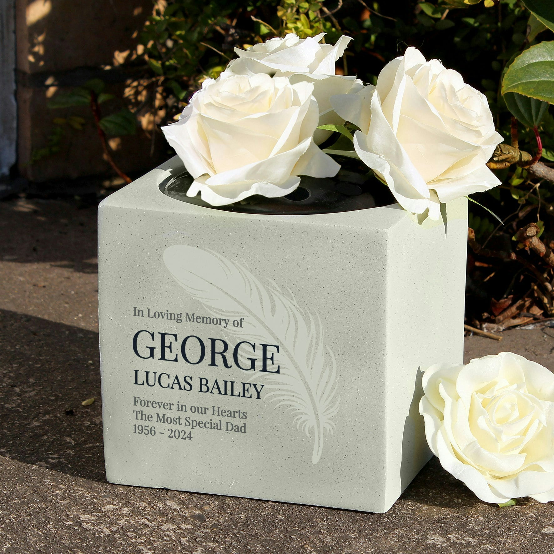 Personalised Memento Company Personalised Feather Memorial Vase