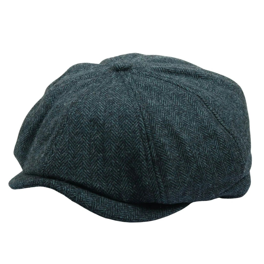 Truclothing Men's Herringbone Newsboy Classic Flat Cap - Olive