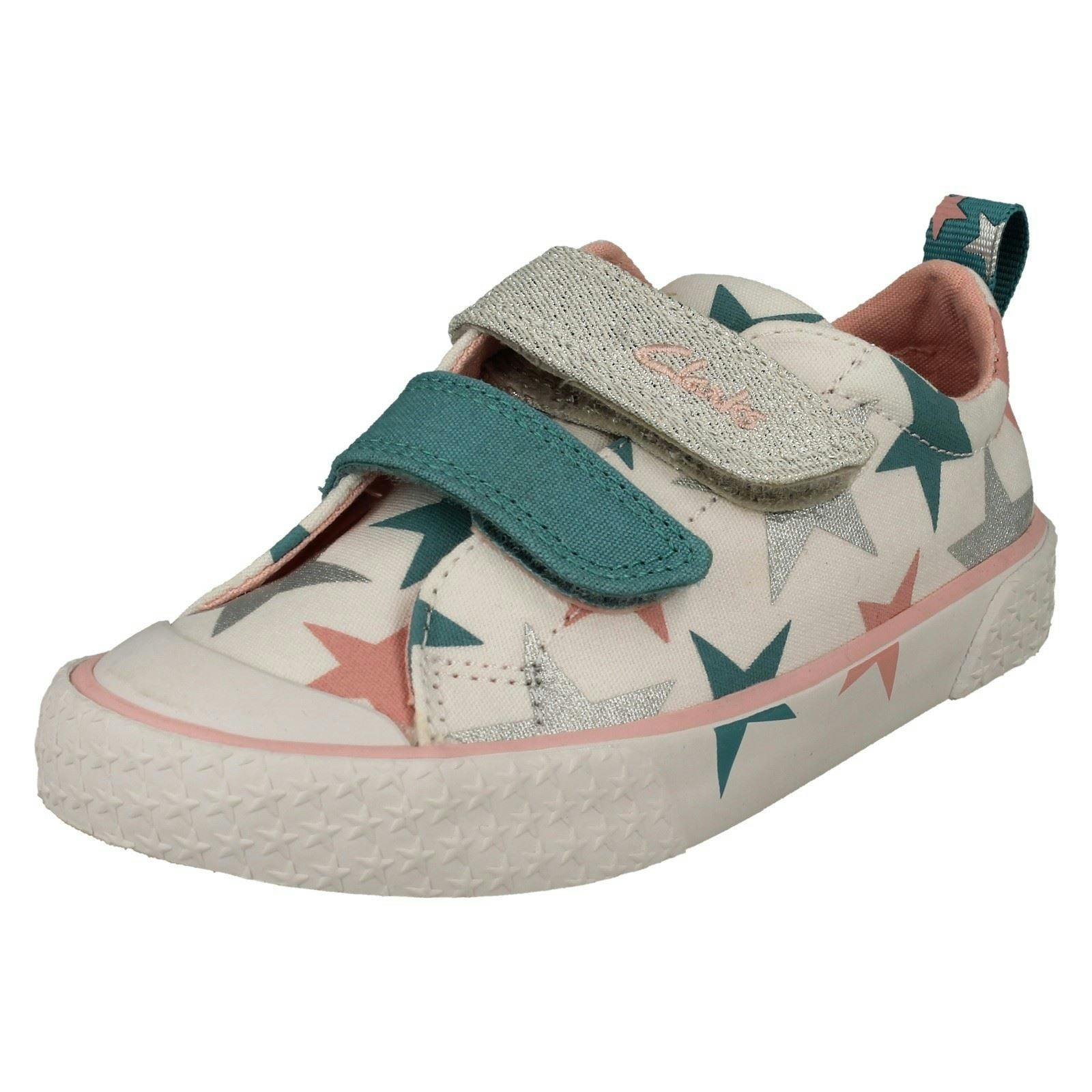Clarks Childrens Pattern Detailed Canvas Shoes Foxing Lo - Cotton Combi - Uk 10.5 Child - F