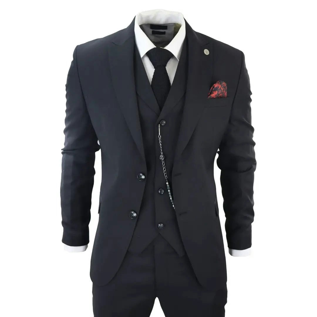 Truclothing Men's Black James - Classic 3 Piece Suit - 48" Jacket 42" Trousers