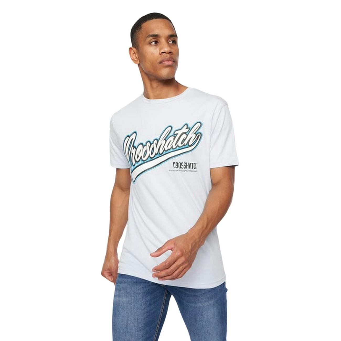 Crosshatch Men's Light/Blue Cronstand Logo T-Shirt - S