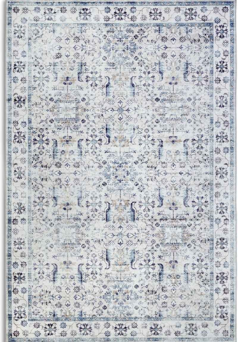 Rackhams Cream/Blue Shortpile Rug & Saveh – Oriental Design - 160X230 Cm