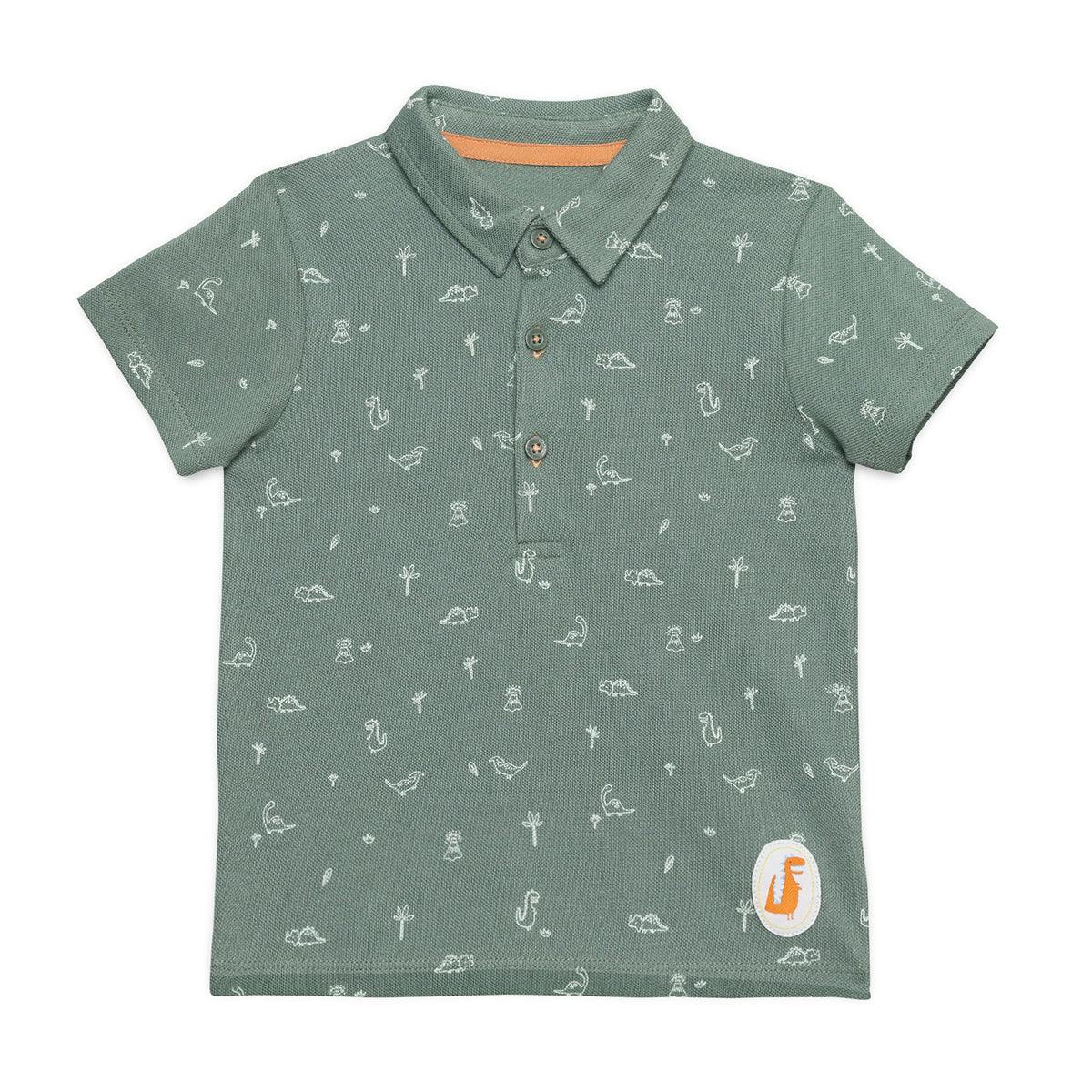 Mini Cuddles Men's Green Baby Boys All-Over Dinosaur Printed Polo T-Shirt, - 18-24 Months