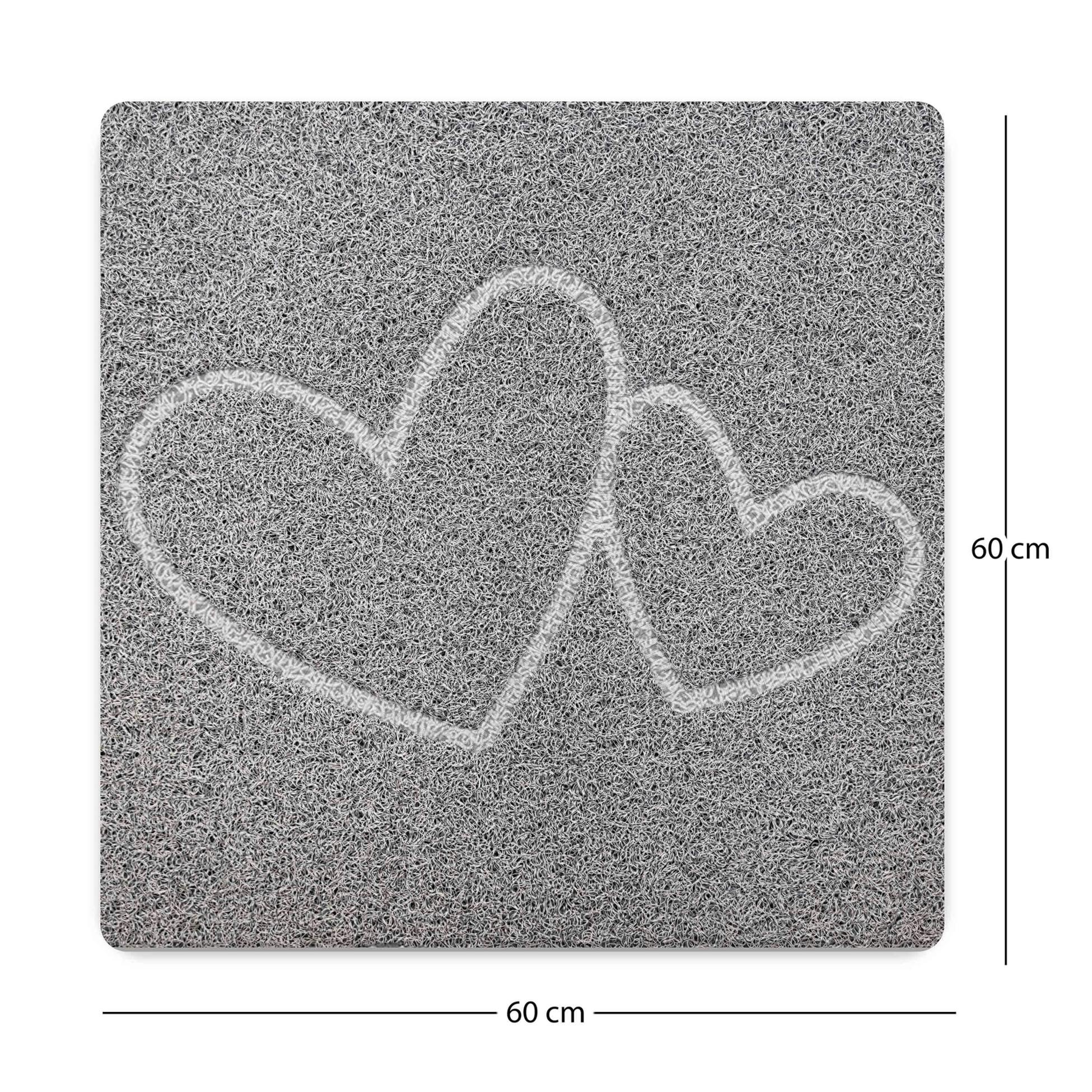 Rackhams Embossed Spaghetti Loofah Anti Slip Shower Mat - Double Heart - Square 60X60cm